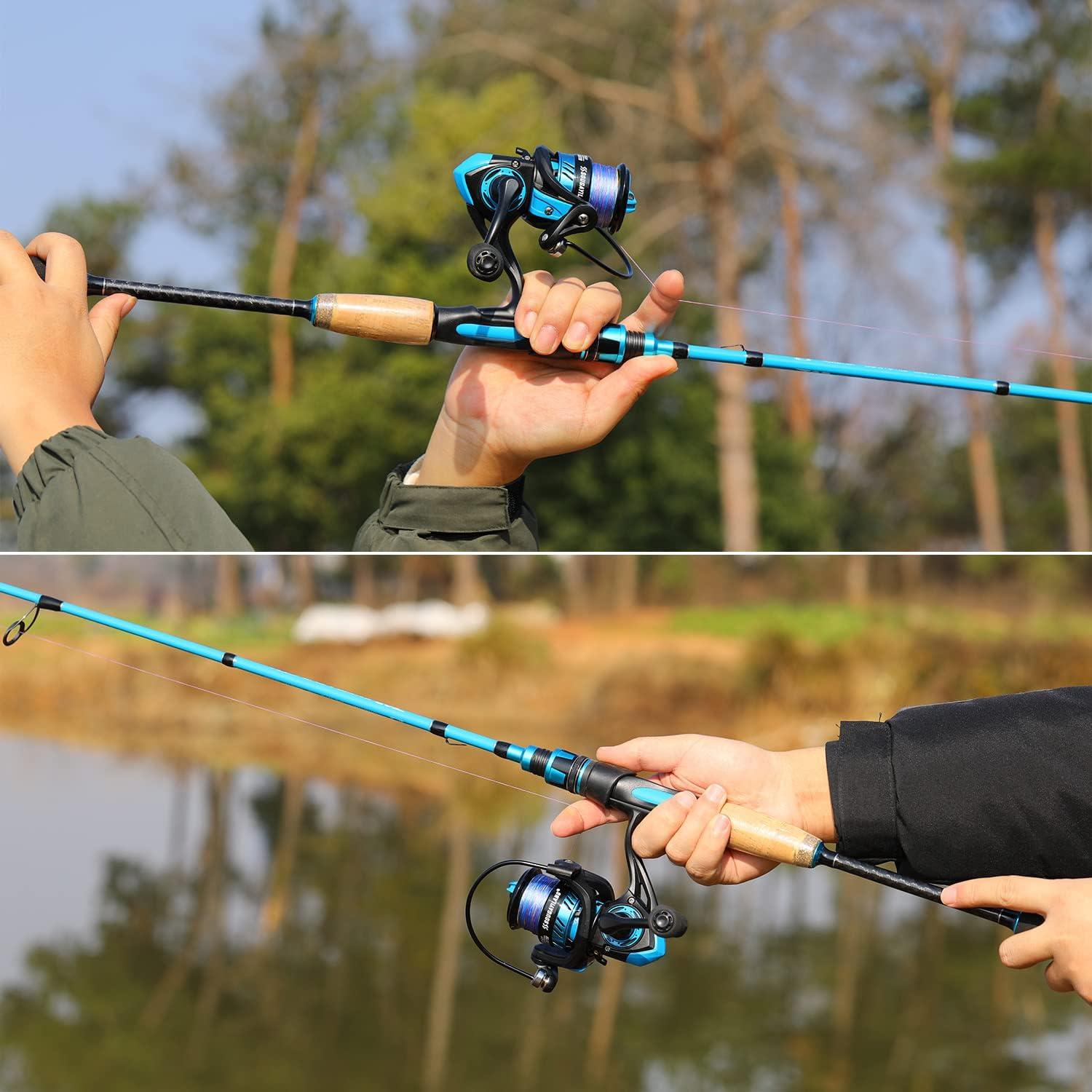image:imageSougayilang Fishing Pole 30Ton Carbon Fiber Fishing Rod and Reel Combo 2 Pcs Blanks Spinning Reel CombosBlue