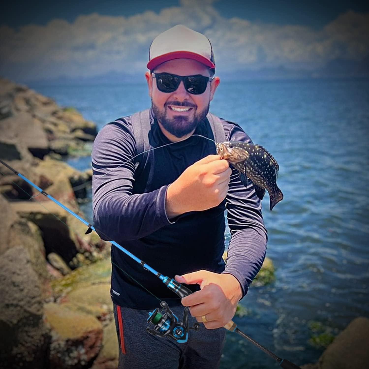 image:imageSougayilang Fishing Pole 30Ton Carbon Fiber Fishing Rod and Reel Combo 2 Pcs Blanks Spinning Reel CombosBlue