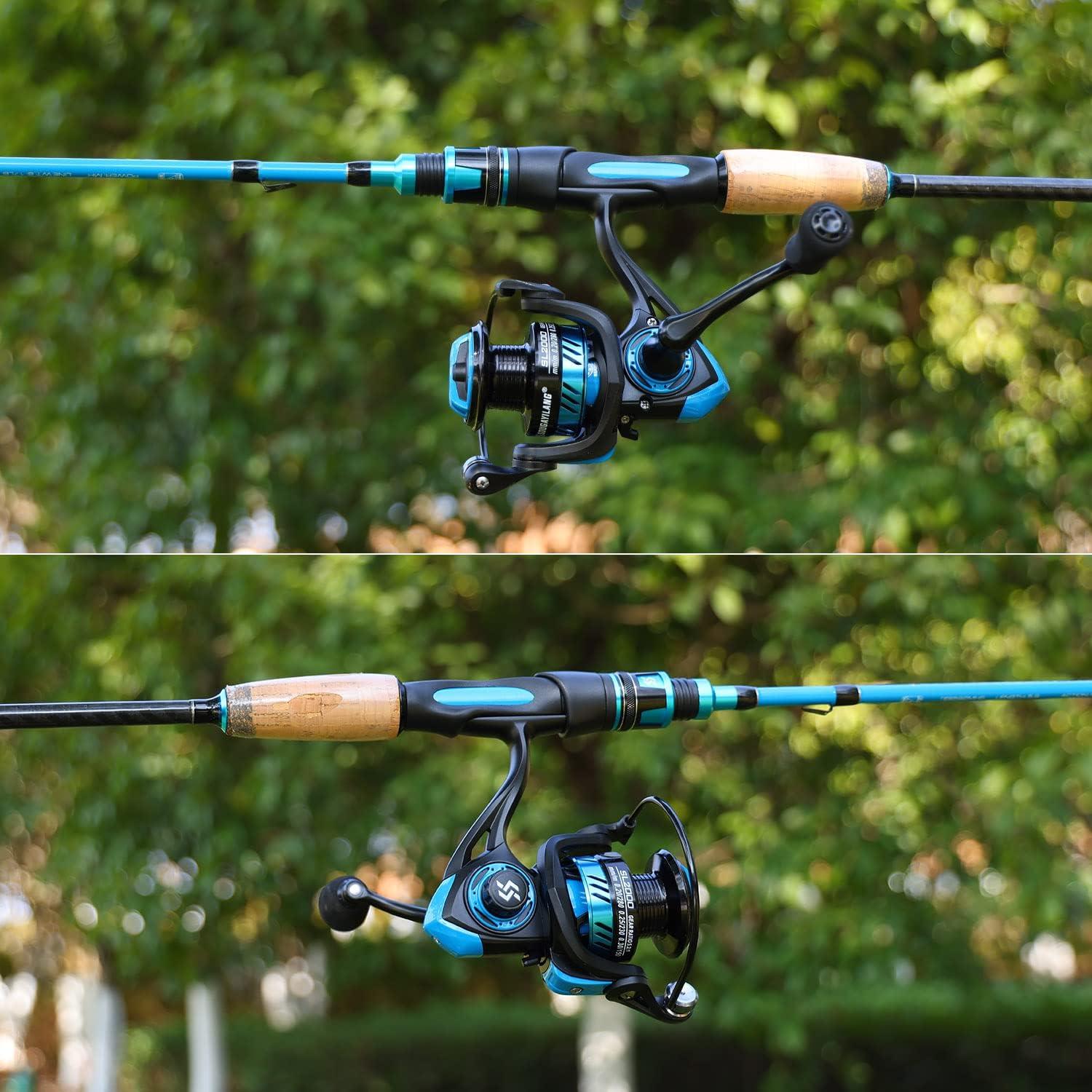 image:imageSougayilang Fishing Pole 30Ton Carbon Fiber Fishing Rod and Reel Combo 2 Pcs Blanks Spinning Reel CombosBlue