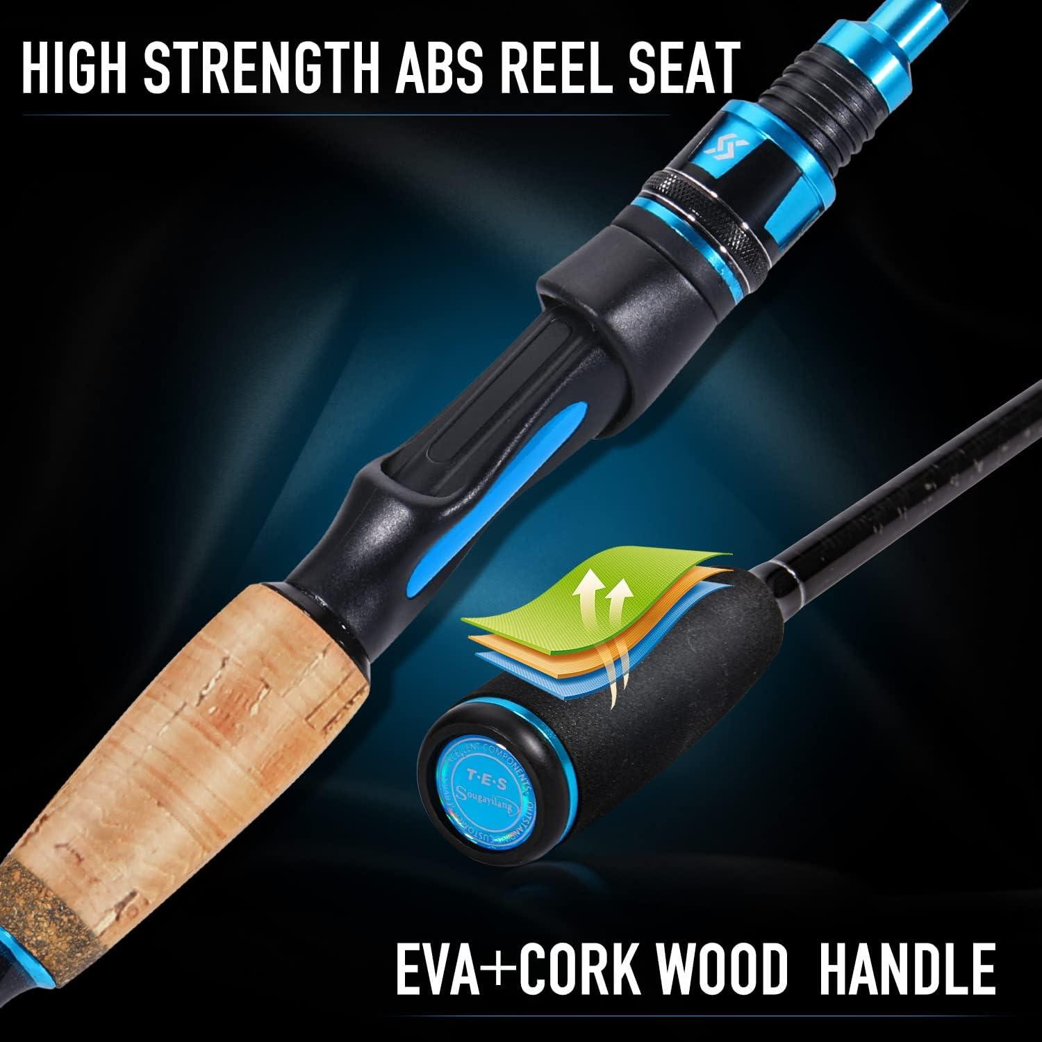 image:imageSougayilang Fishing Pole 30Ton Carbon Fiber Fishing Rod and Reel Combo 2 Pcs Blanks Spinning Reel CombosBlue