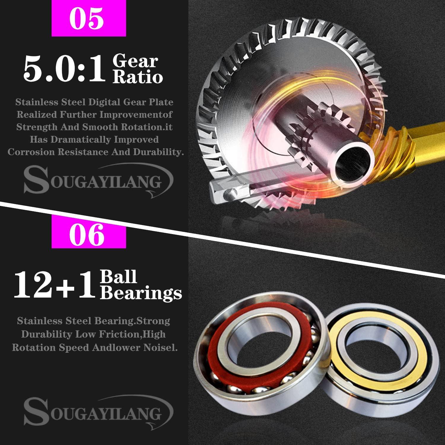 image:imageSougayilang Fishing Pole 30Ton Carbon Fiber Fishing Rod and Reel Combo 2 Pcs Blanks Spinning Reel CombosPurple