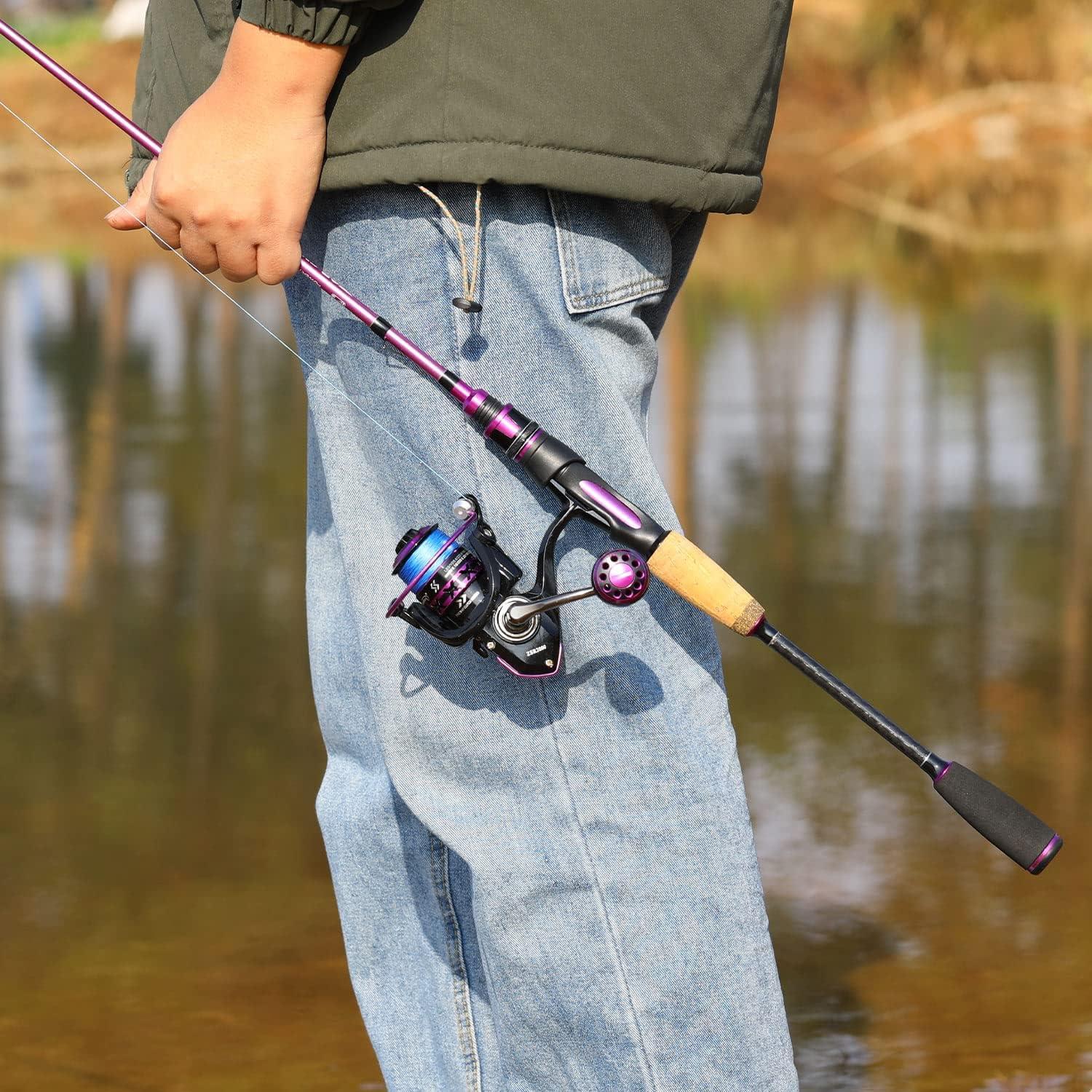 image:imageSougayilang Fishing Pole 30Ton Carbon Fiber Fishing Rod and Reel Combo 2 Pcs Blanks Spinning Reel CombosPurple