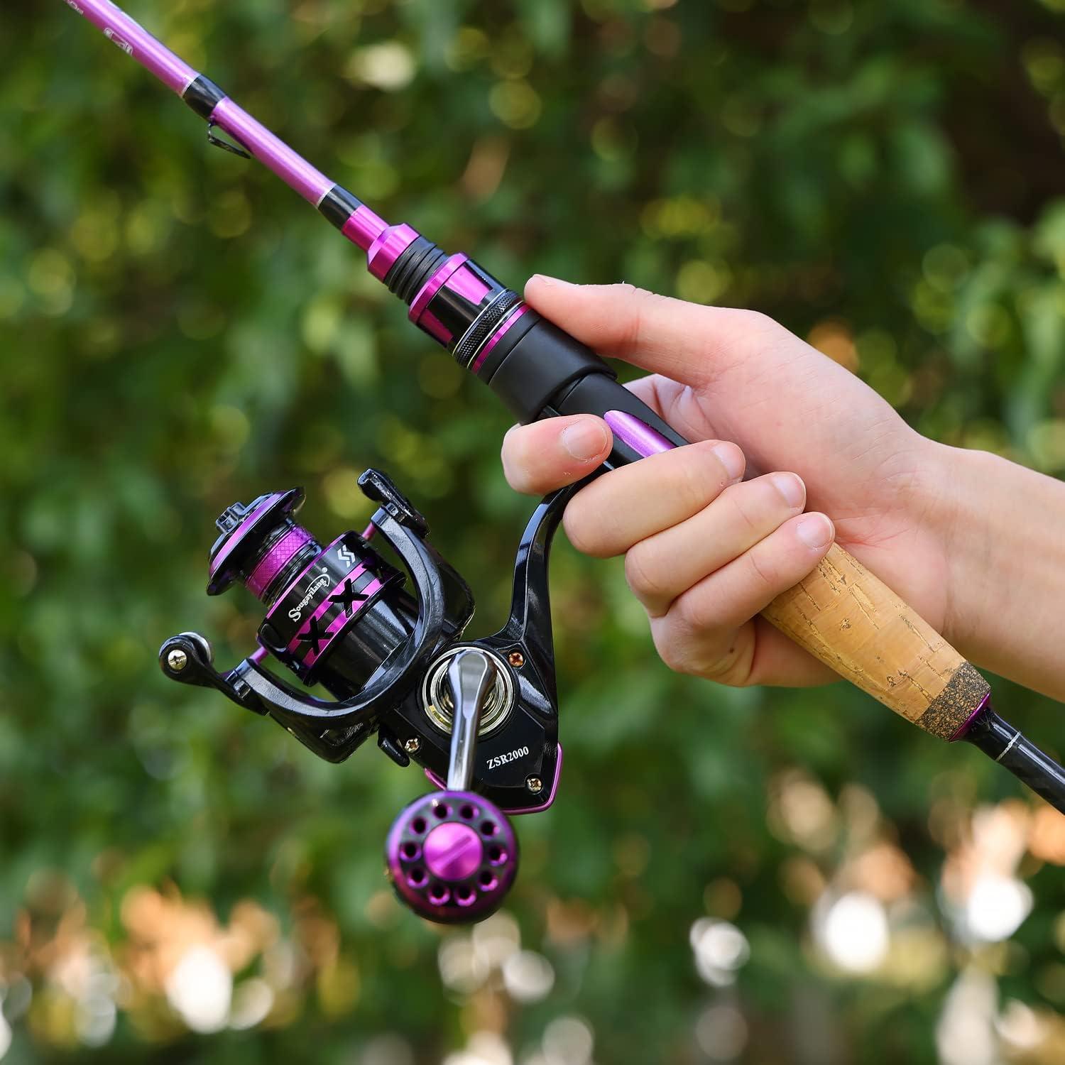 image:imageSougayilang Fishing Pole 30Ton Carbon Fiber Fishing Rod and Reel Combo 2 Pcs Blanks Spinning Reel CombosPurple