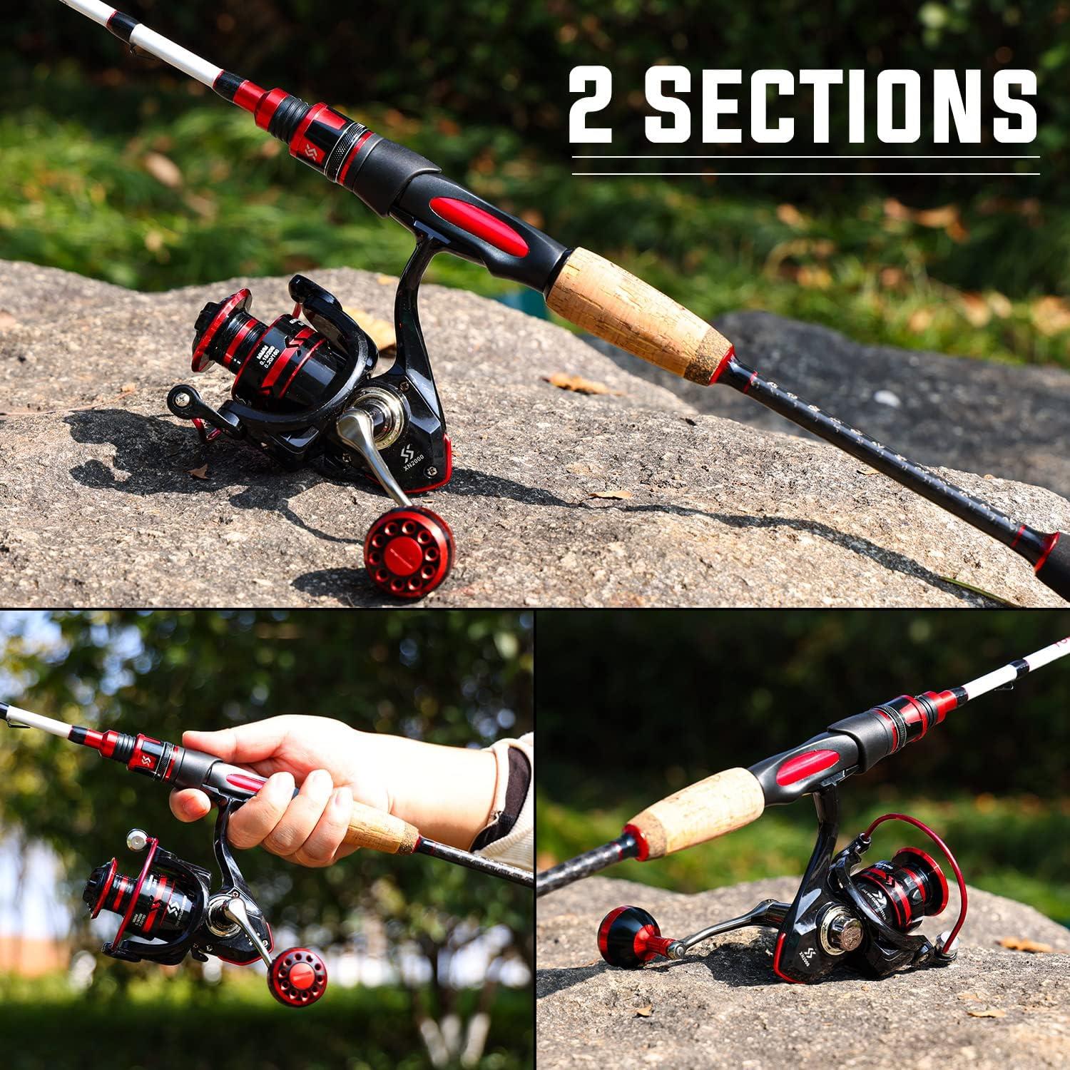 image:imageSougayilang Fishing Pole 30Ton Carbon Fiber Fishing Rod and Reel Combo 2 Pcs Blanks Spinning Reel CombosWhite