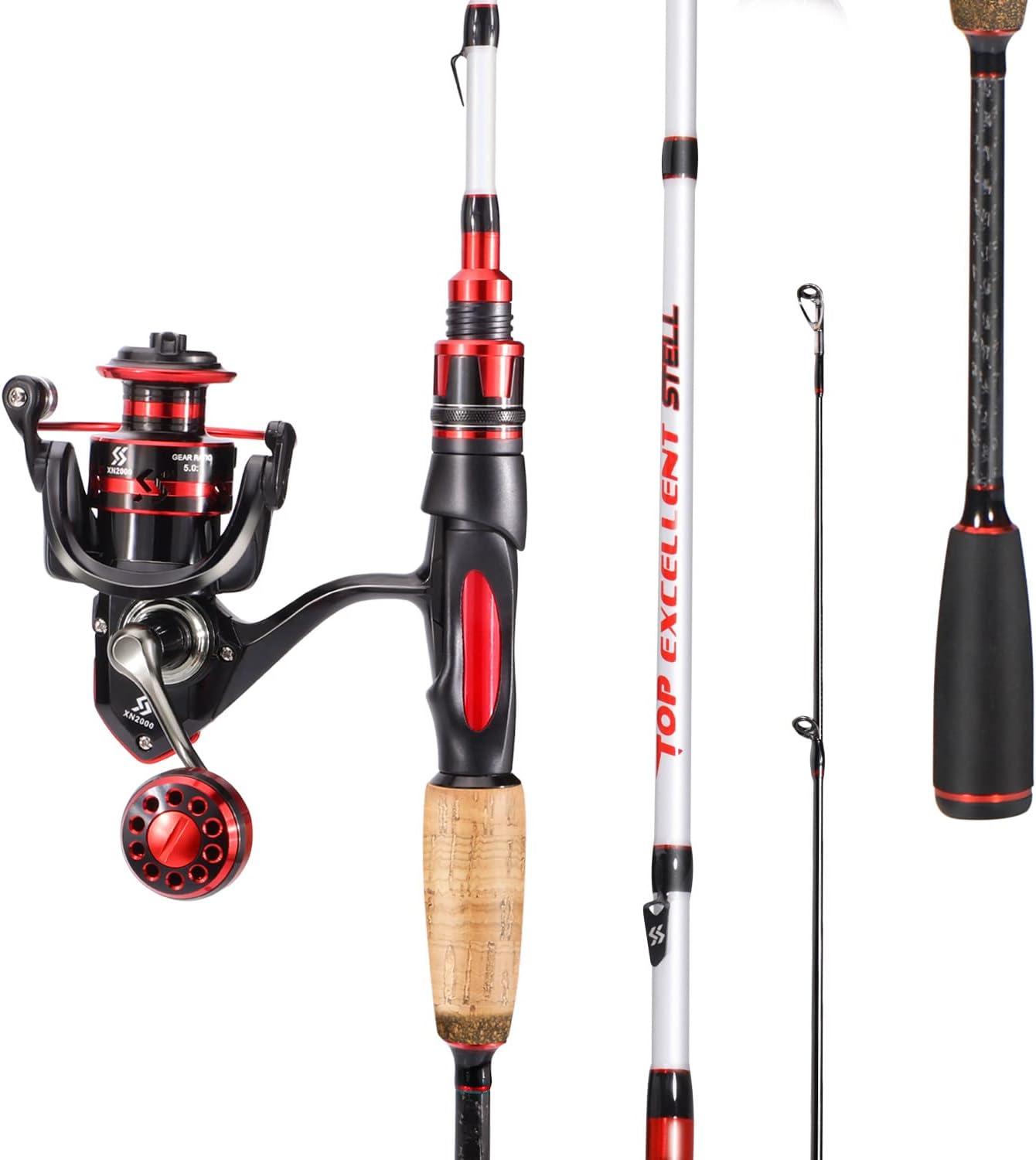 image:imageSougayilang Fishing Pole 30Ton Carbon Fiber Fishing Rod and Reel Combo 2 Pcs Blanks Spinning Reel CombosWhite
