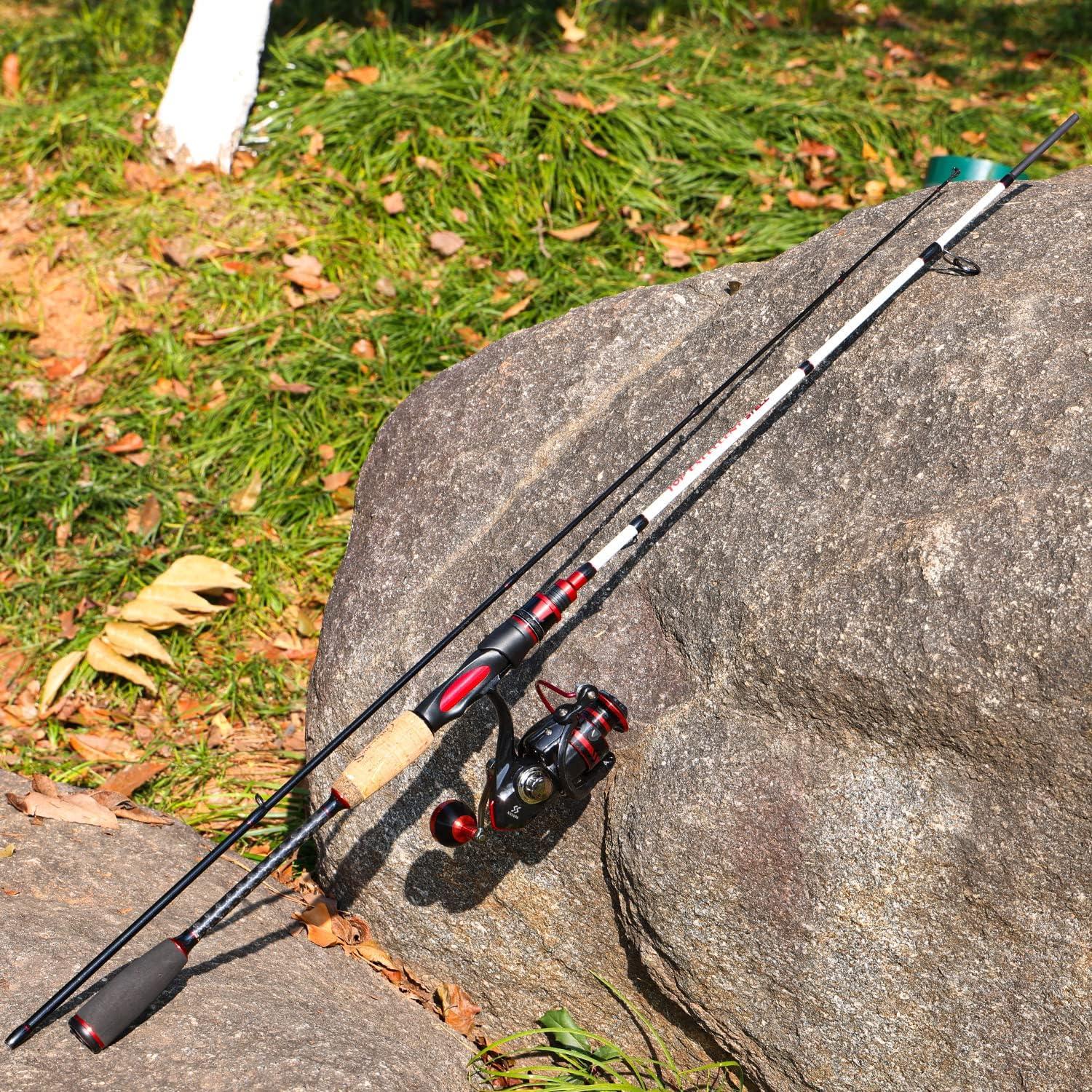 image:imageSougayilang Fishing Pole 30Ton Carbon Fiber Fishing Rod and Reel Combo 2 Pcs Blanks Spinning Reel CombosWhite