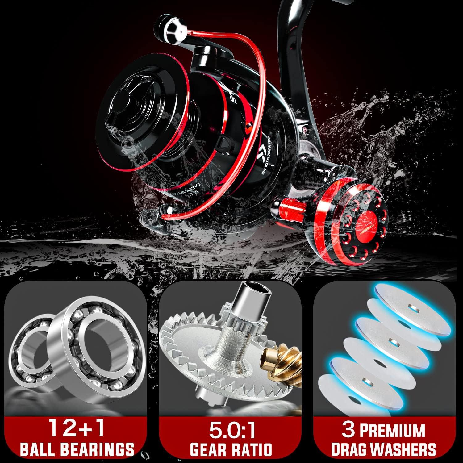 image:imageSougayilang Fishing Pole 30Ton Carbon Fiber Fishing Rod and Reel Combo 2 Pcs Blanks Spinning Reel CombosWhite