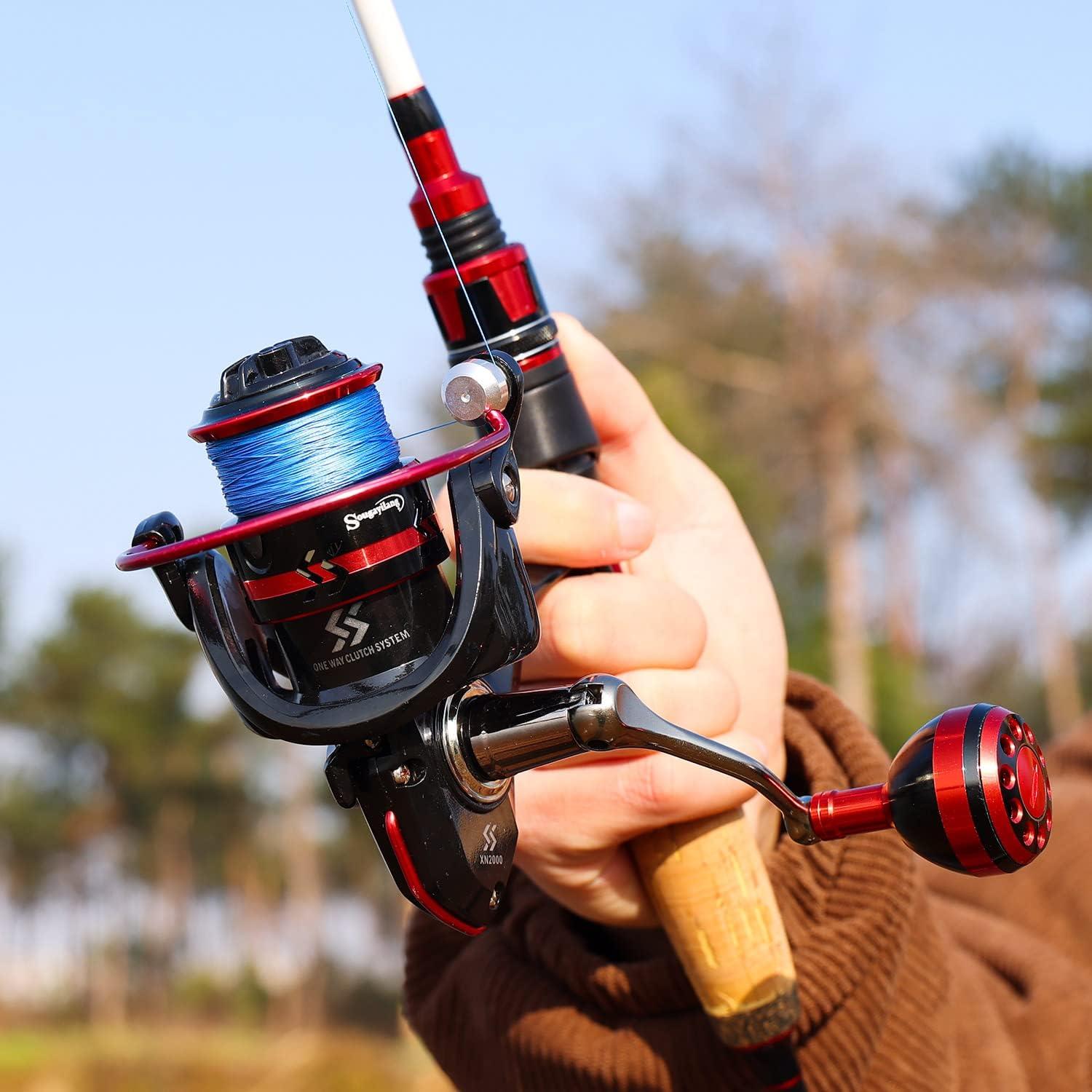 image:imageSougayilang Fishing Pole 30Ton Carbon Fiber Fishing Rod and Reel Combo 2 Pcs Blanks Spinning Reel CombosWhite