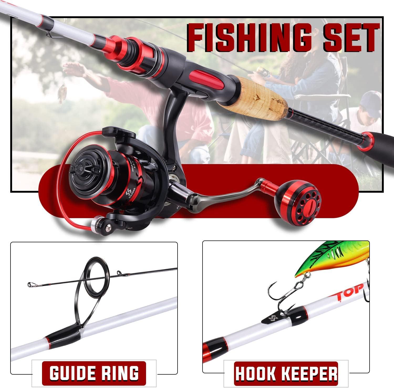 image:imageSougayilang Fishing Pole 30Ton Carbon Fiber Fishing Rod and Reel Combo 2 Pcs Blanks Spinning Reel CombosWhite