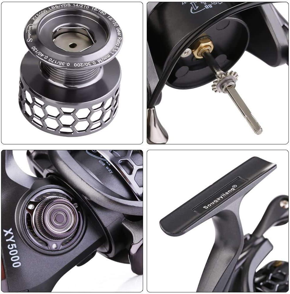 image:imageSougayilang Fishing Reel 131BB Light Weight Ultra Smooth Aluminum Spinning Fishing Reel with Free Spare Graphite SpoolXY2000