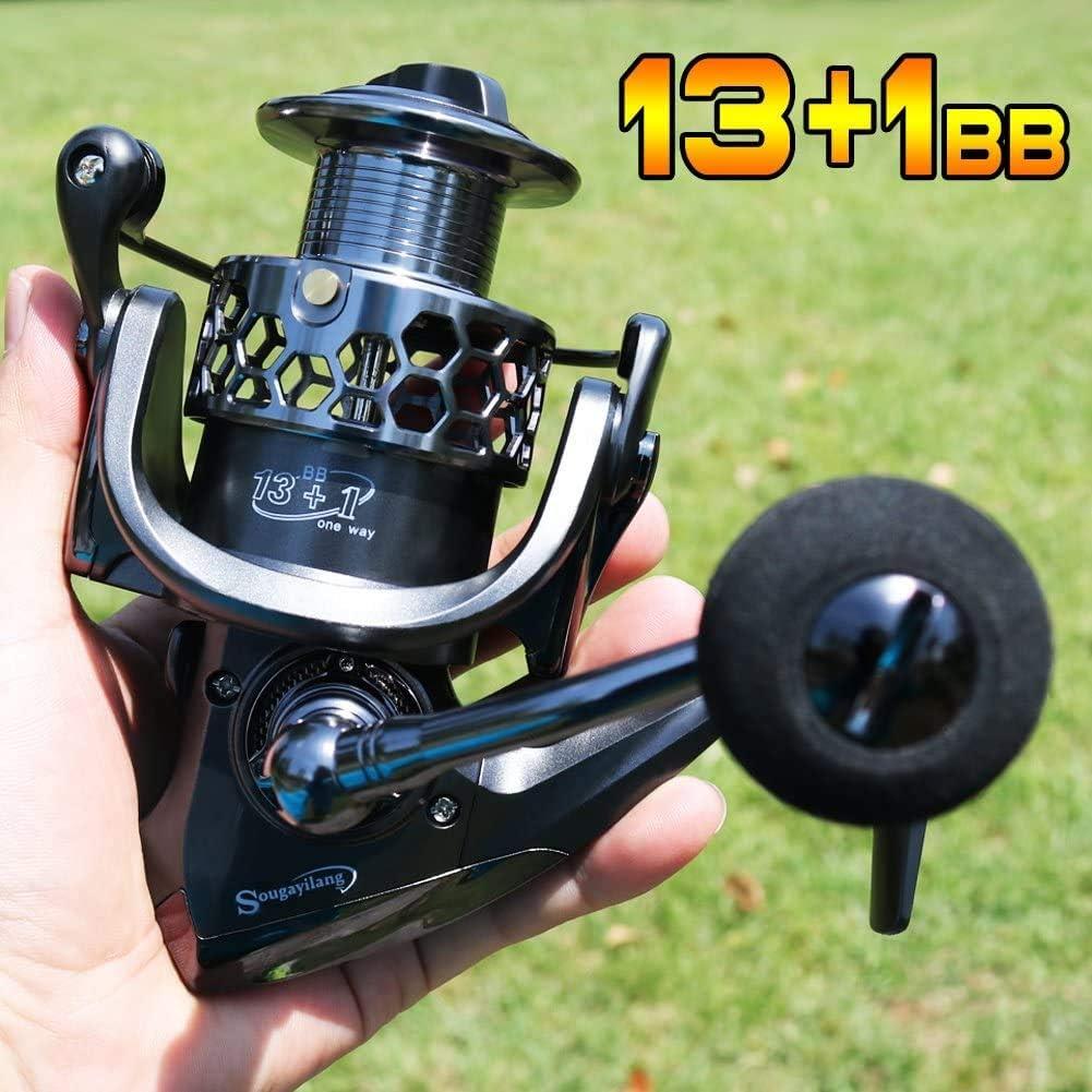 image:imageSougayilang Fishing Reel 131BB Light Weight Ultra Smooth Aluminum Spinning Fishing Reel with Free Spare Graphite SpoolXY2000