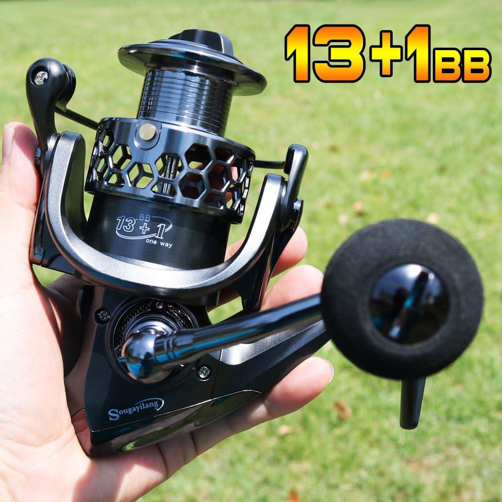 image:imageSougayilang Fishing Reel 131BB Light Weight Ultra Smooth Aluminum Spinning Fishing Reel with Free Spare Graphite SpoolXY4000