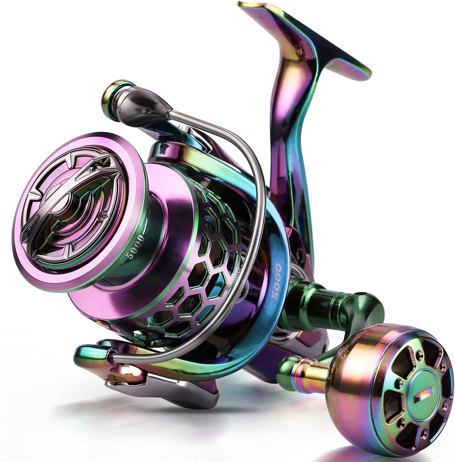 image:imageSougayilang Fishing Reel Colorful Aluminum Frame Spinning Reels with 121 Stainless BB Oversize Aluminum Handle for Saltwater or Freshwater FishingGSM2000