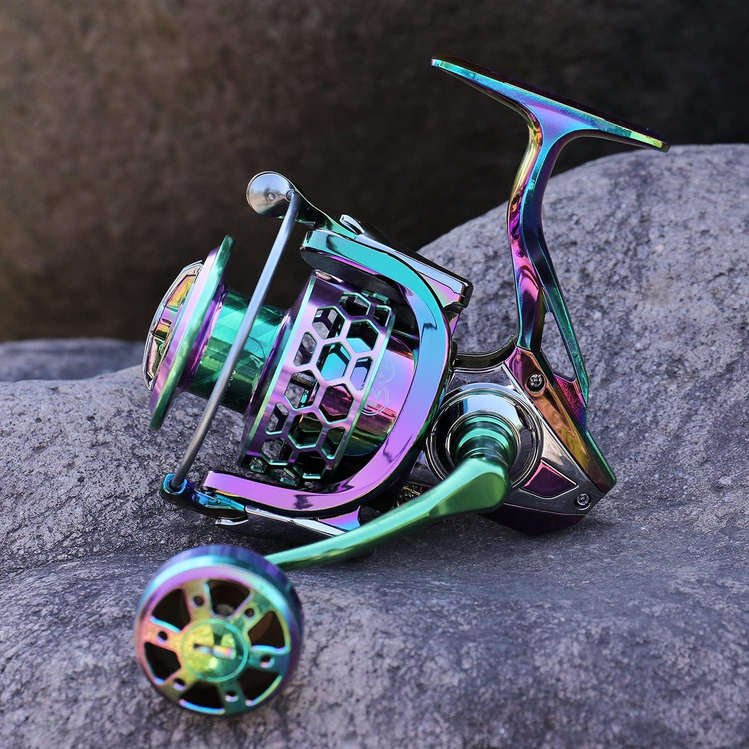 image:imageSougayilang Fishing Reel Colorful Aluminum Frame Spinning Reels with 121 Stainless BB Oversize Aluminum Handle for Saltwater or Freshwater FishingGSM3000