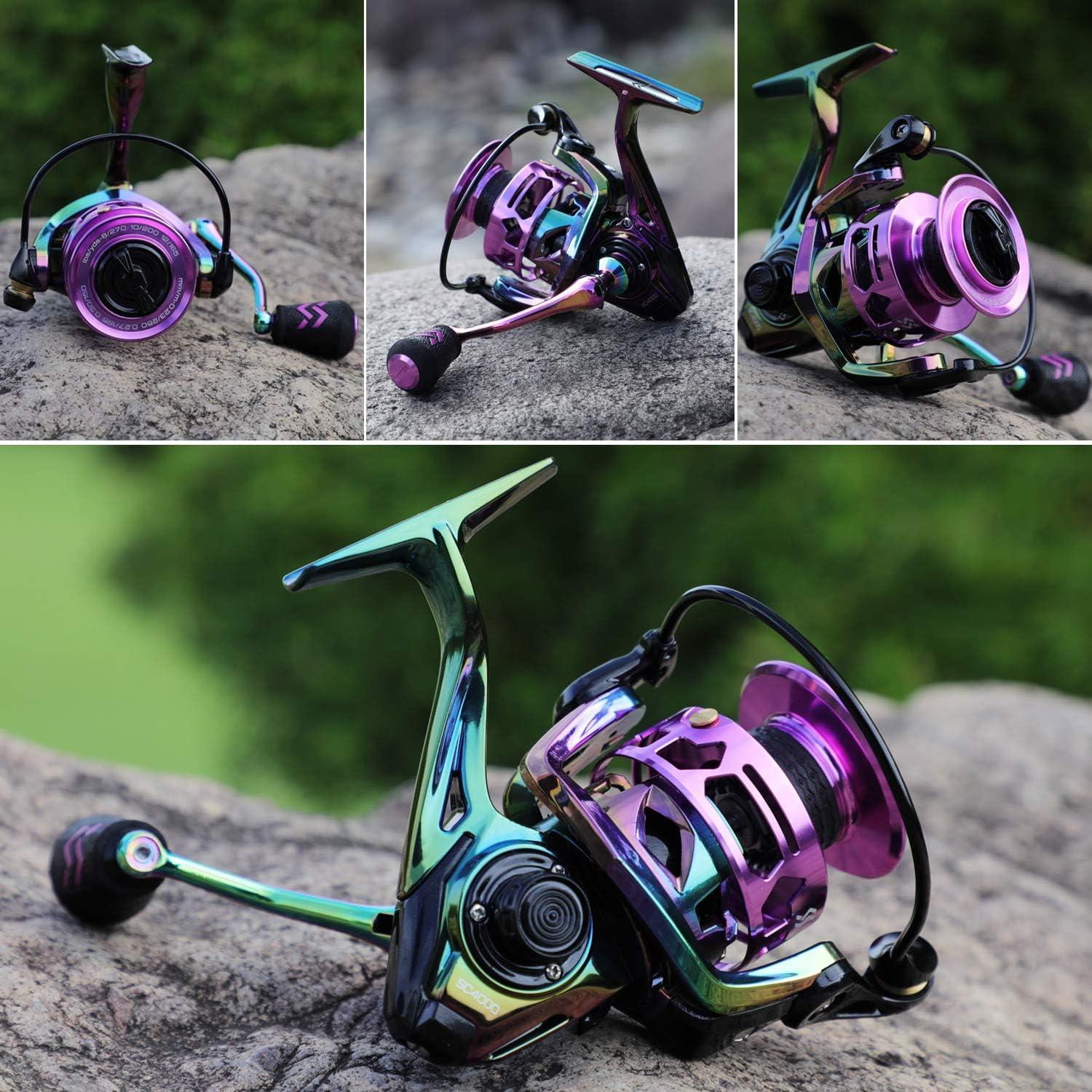 image:imageSougayilang Fishing Reel Colorful Ultralight Spinning Reels with Graphite Frame 601 High Speed Over 39 lbs Carbon Drag for Saltwater or Freshwater FishingSC1000
