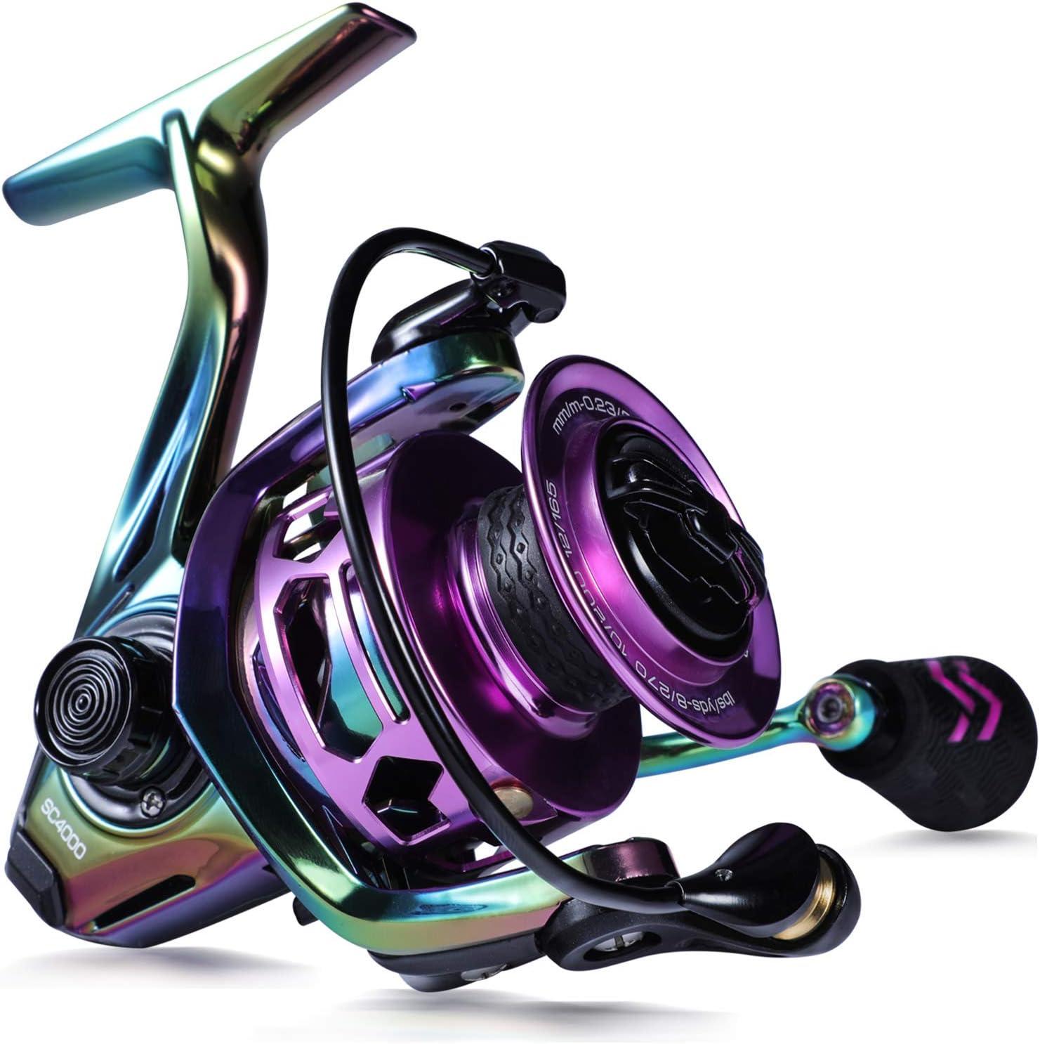 image:imageSougayilang Fishing Reel Colorful Ultralight Spinning Reels with Graphite Frame 601 High Speed Over 39 lbs Carbon Drag for Saltwater or Freshwater FishingSC3000