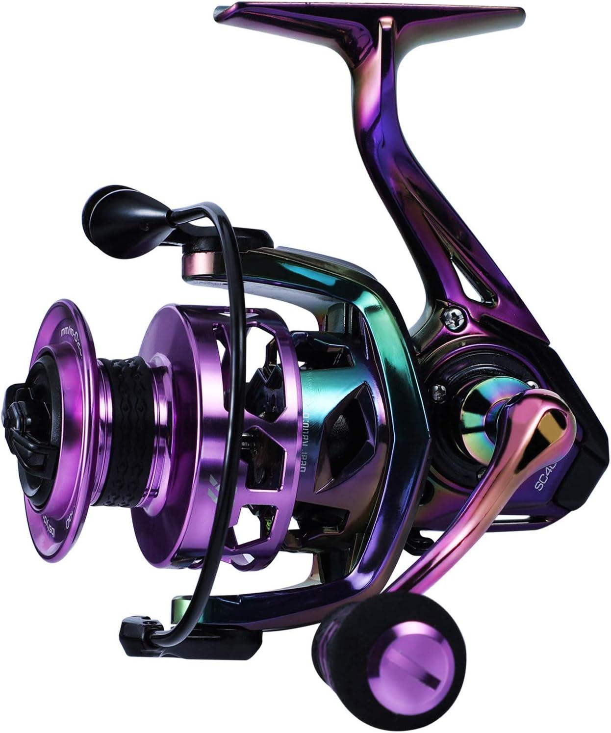 image:imageSougayilang Fishing Reel Colorful Ultralight Spinning Reels with Graphite Frame 601 High Speed Over 39 lbs Carbon Drag for Saltwater or Freshwater FishingSC1000