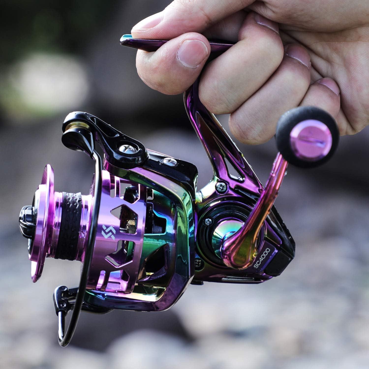 image:imageSougayilang Fishing Reel Colorful Ultralight Spinning Reels with Graphite Frame 601 High Speed Over 39 lbs Carbon Drag for Saltwater or Freshwater FishingSC1000