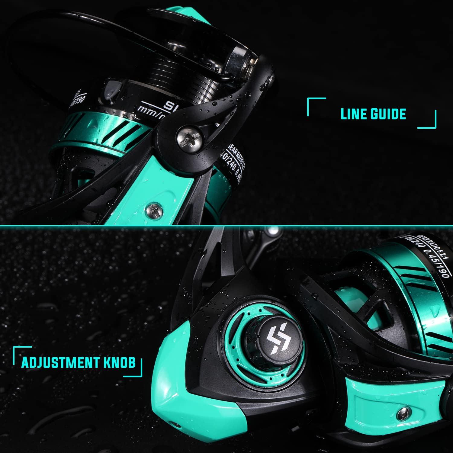 image:imageSougayilang Fishing Reel Ultralight Spinning Reel with Aluminum Spool 521 High Speed Spinning Fishing Reel 10006000 Series for FreshwaterBlue