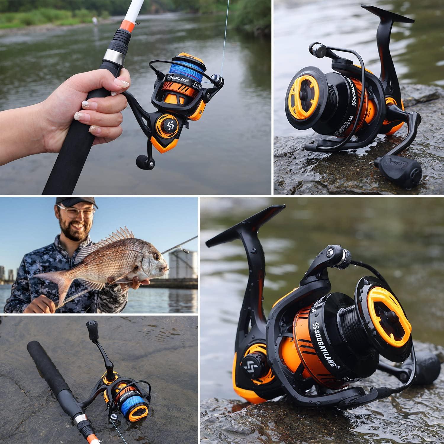 image:imageSougayilang Fishing Reel Ultralight Spinning Reel with Aluminum Spool 521 High Speed Spinning Fishing Reel 10006000 Series for FreshwaterOrange