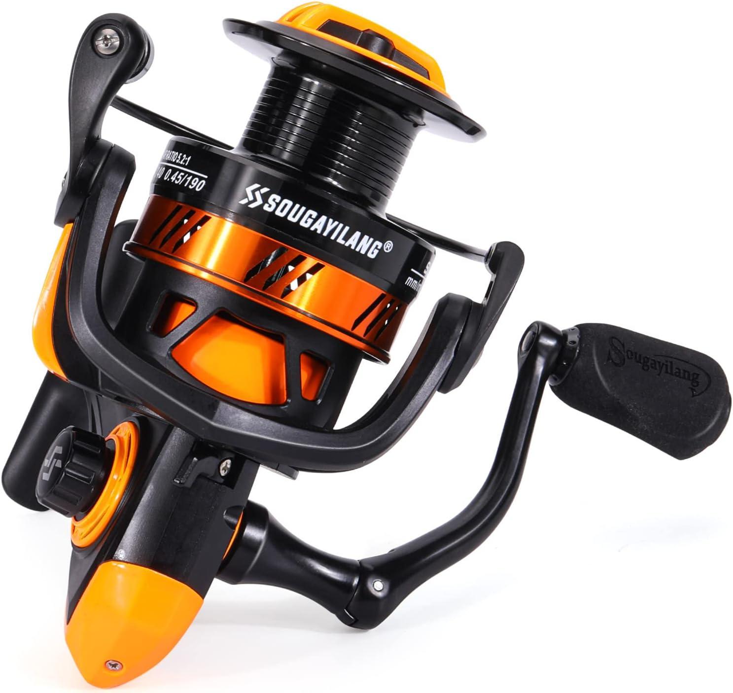 image:imageSougayilang Fishing Reel Ultralight Spinning Reel with Aluminum Spool 521 High Speed Spinning Fishing Reel 10006000 Series for FreshwaterOrange