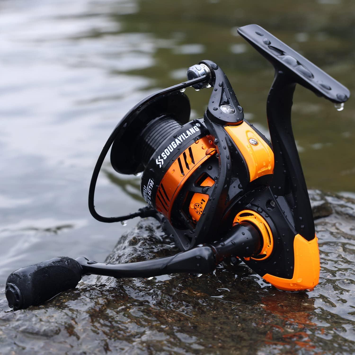 image:imageSougayilang Fishing Reel Ultralight Spinning Reel with Aluminum Spool 521 High Speed Spinning Fishing Reel 10006000 Series for FreshwaterOrange