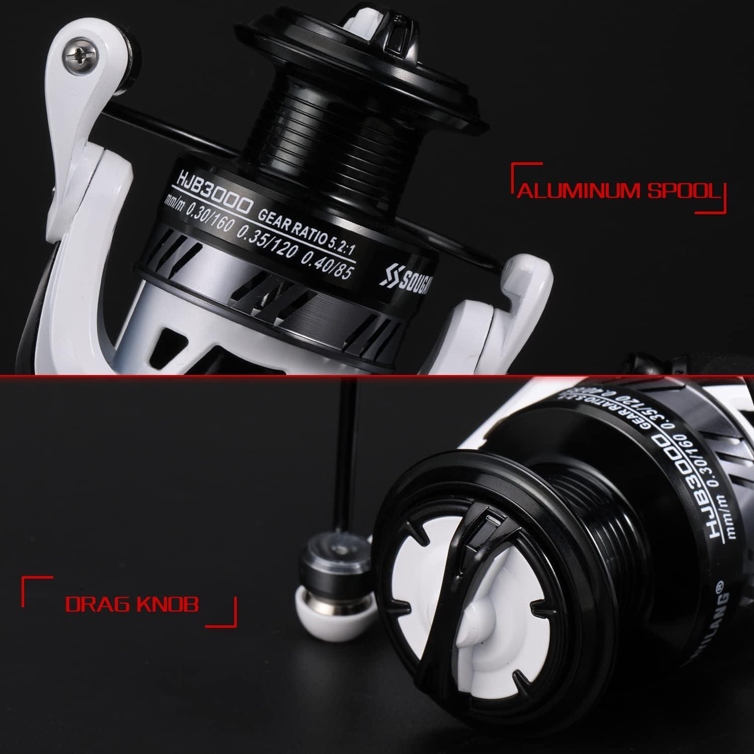 image:imageSougayilang Fishing Reel Ultralight Spinning Reel with Aluminum Spool 521 High Speed Spinning Fishing Reel 10006000 Series for FreshwaterWhite