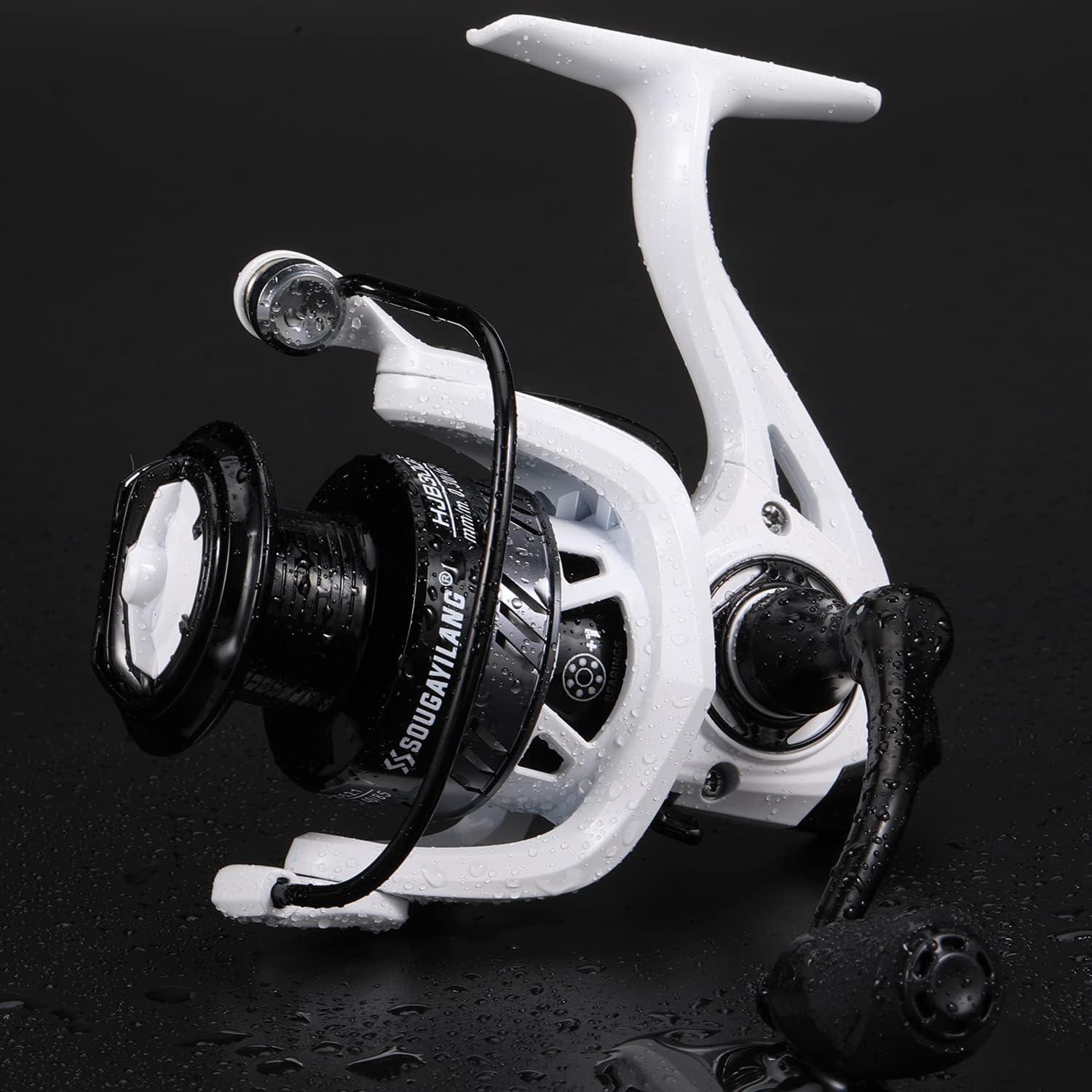image:imageSougayilang Fishing Reel Ultralight Spinning Reel with Aluminum Spool 521 High Speed Spinning Fishing Reel 10006000 Series for FreshwaterWhite