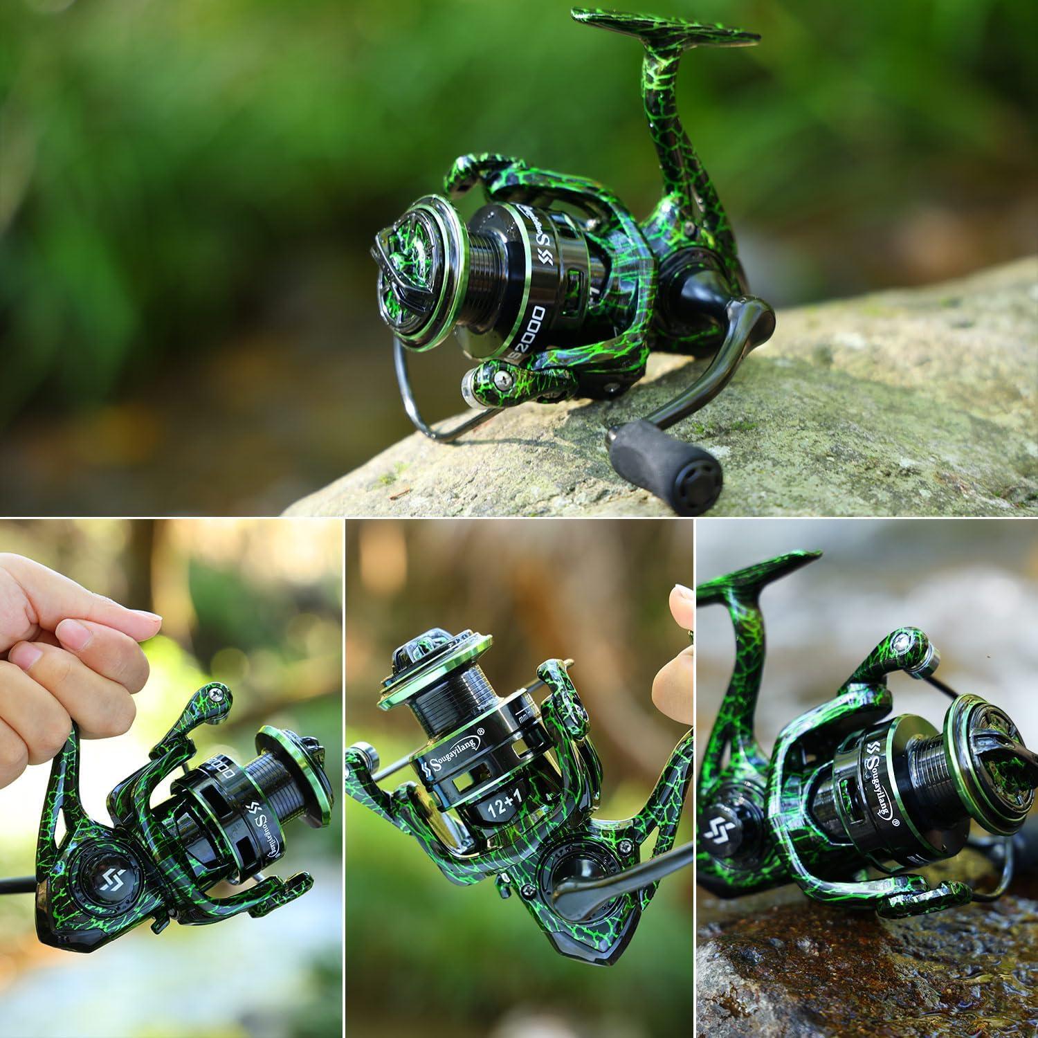 image:imageSougayilang Fishing Reel Ultralight Spinning Reels with Graphite Frame 521 High Speed for Saltwater or Freshwater FishingMS2000Green