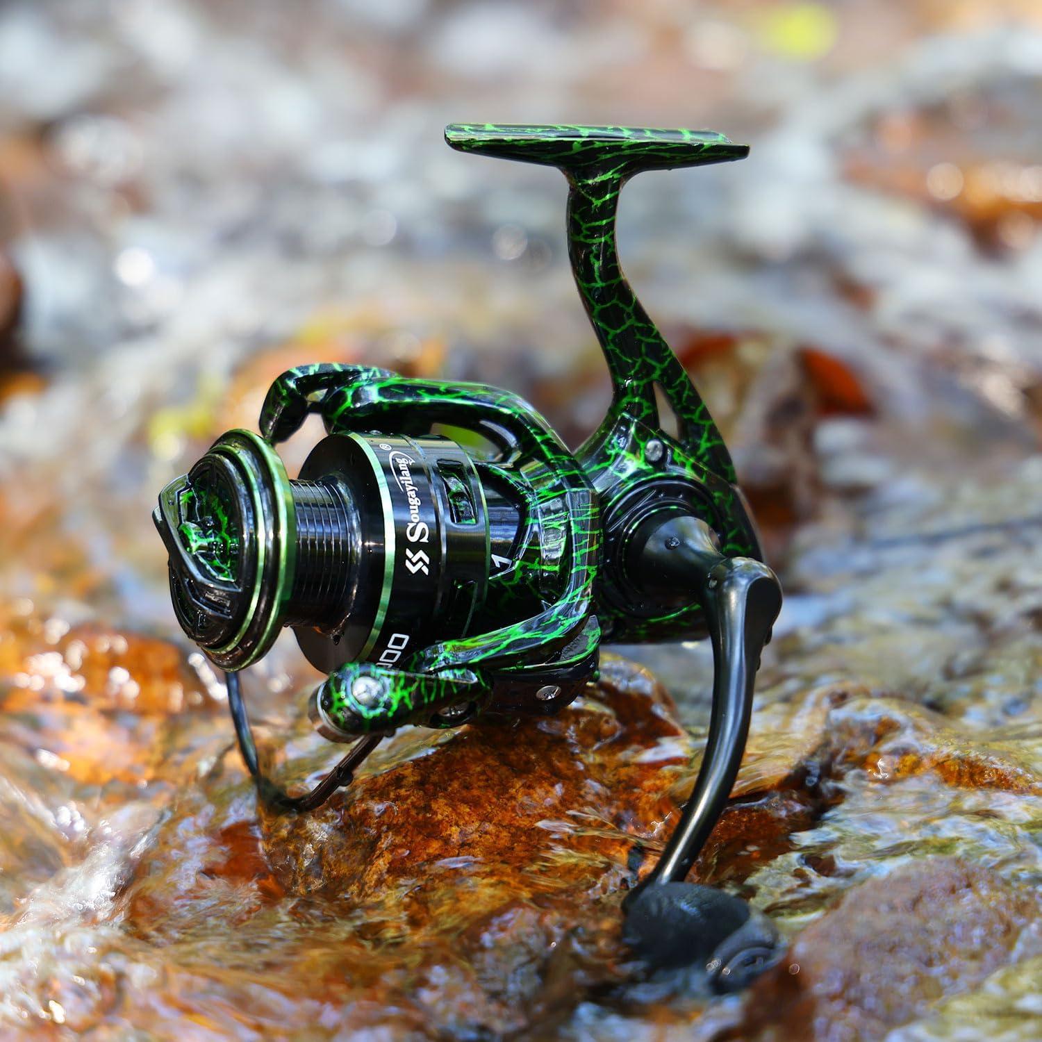 image:imageSougayilang Fishing Reel Ultralight Spinning Reels with Graphite Frame 521 High Speed for Saltwater or Freshwater FishingMS2000Green