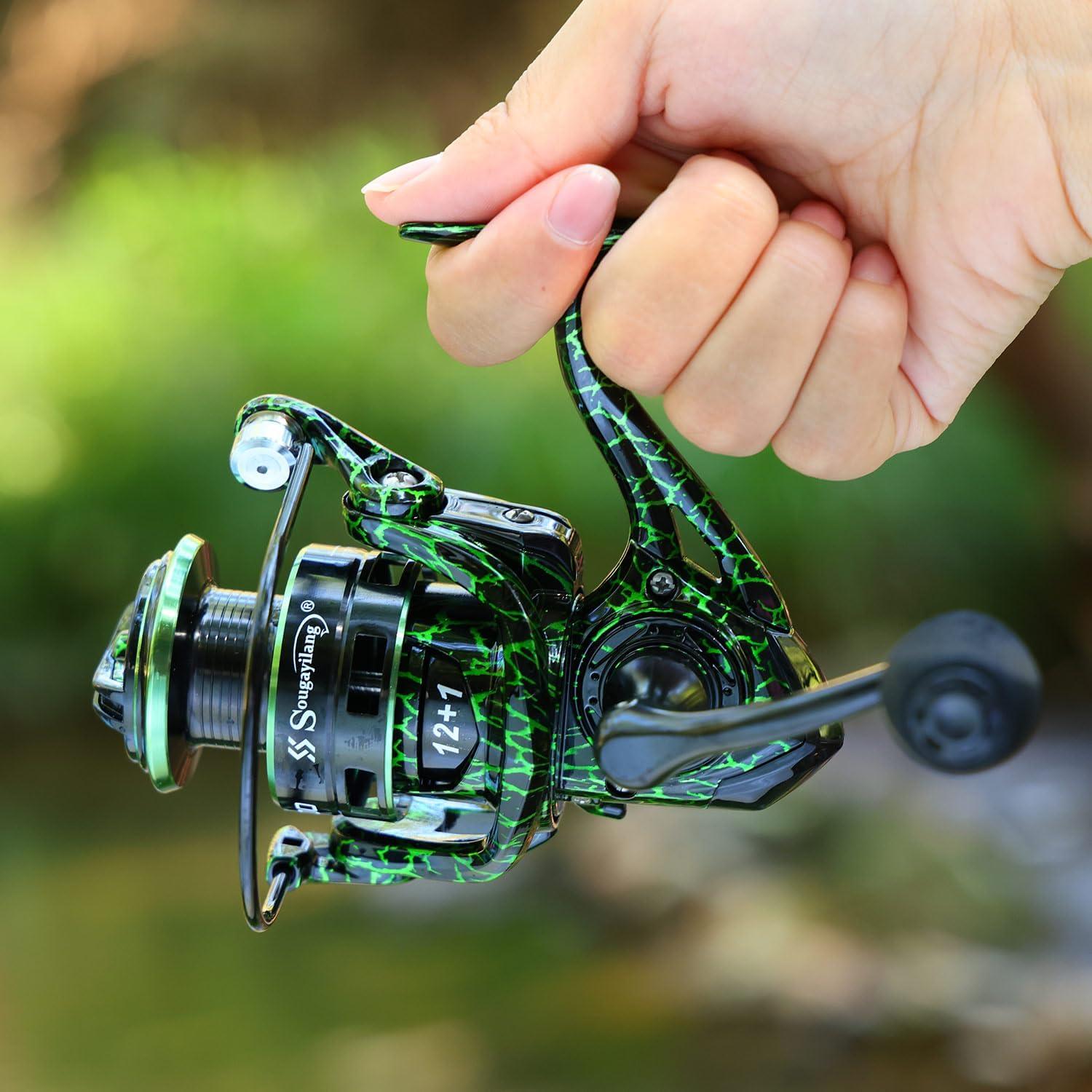 image:imageSougayilang Fishing Reel Ultralight Spinning Reels with Graphite Frame 521 High Speed for Saltwater or Freshwater FishingMS2000Green