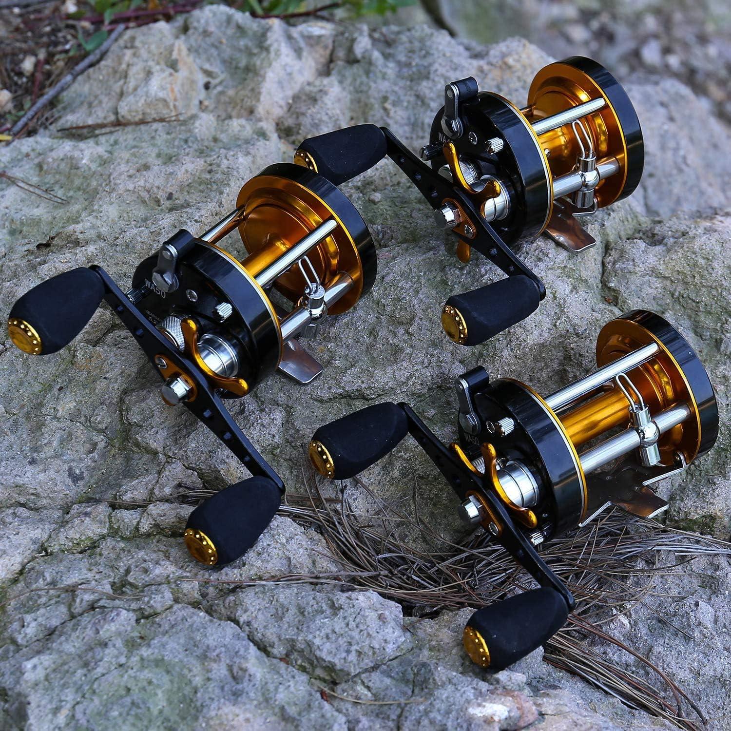 image:imageSougayilang Fishing Reels Round Baitcasting Reel Conventional Reel Reinforced Metal Body and Supreme Star DragRight HandGoldenBlack