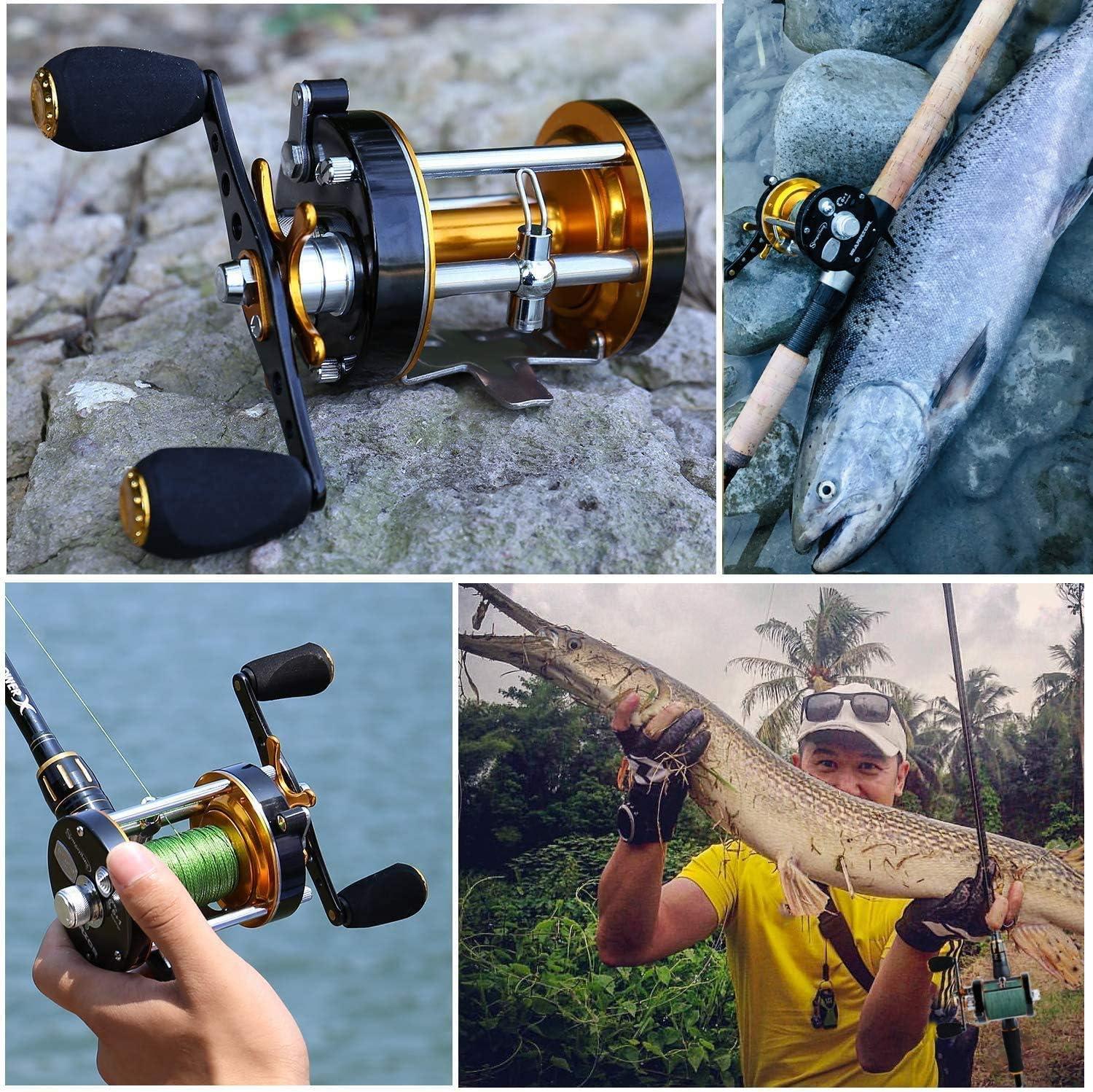 image:imageSougayilang Fishing Reels Round Baitcasting Reel Conventional Reel Reinforced Metal Body and Supreme Star DragRight HandGoldenBlack