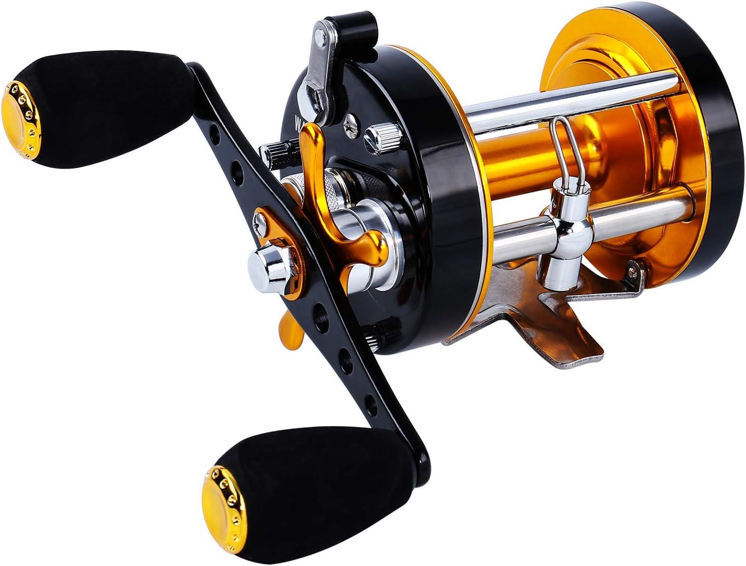 image:imageSougayilang Fishing Reels Round Baitcasting Reel Conventional Reel Reinforced Metal Body and Supreme Star DragRight HandGoldenBlack
