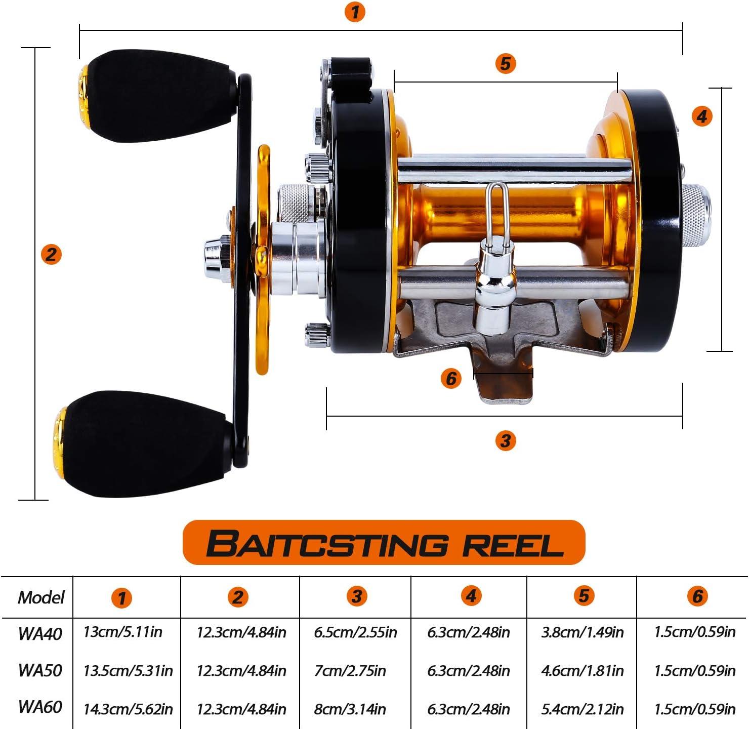 image:imageSougayilang Fishing Reels Round Baitcasting Reel Conventional Reel Reinforced Metal Body and Supreme Star DragRight HandGoldenBlack