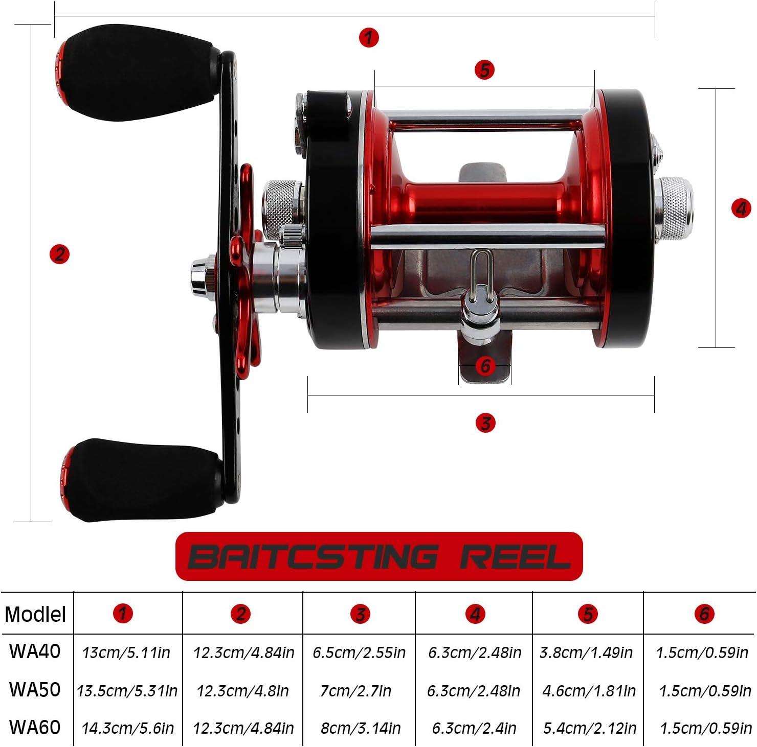 image:imageSougayilang Fishing Reels Round Baitcasting Reel Conventional Reel Reinforced Metal Body and Supreme Star DragRight HandRedBlack