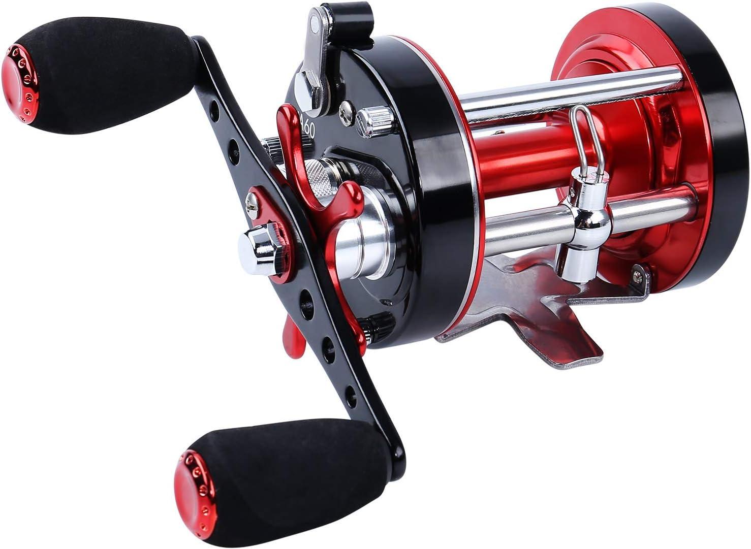 image:imageSougayilang Fishing Reels Round Baitcasting Reel Conventional Reel Reinforced Metal Body and Supreme Star DragRight HandRedBlack