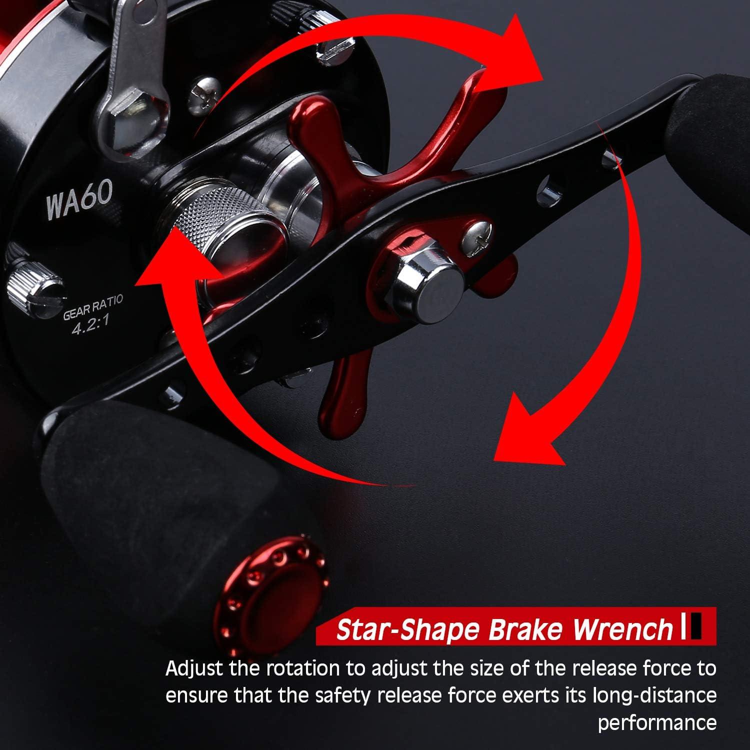 image:imageSougayilang Fishing Reels Round Baitcasting Reel Conventional Reel Reinforced Metal Body and Supreme Star DragRight HandRedBlack