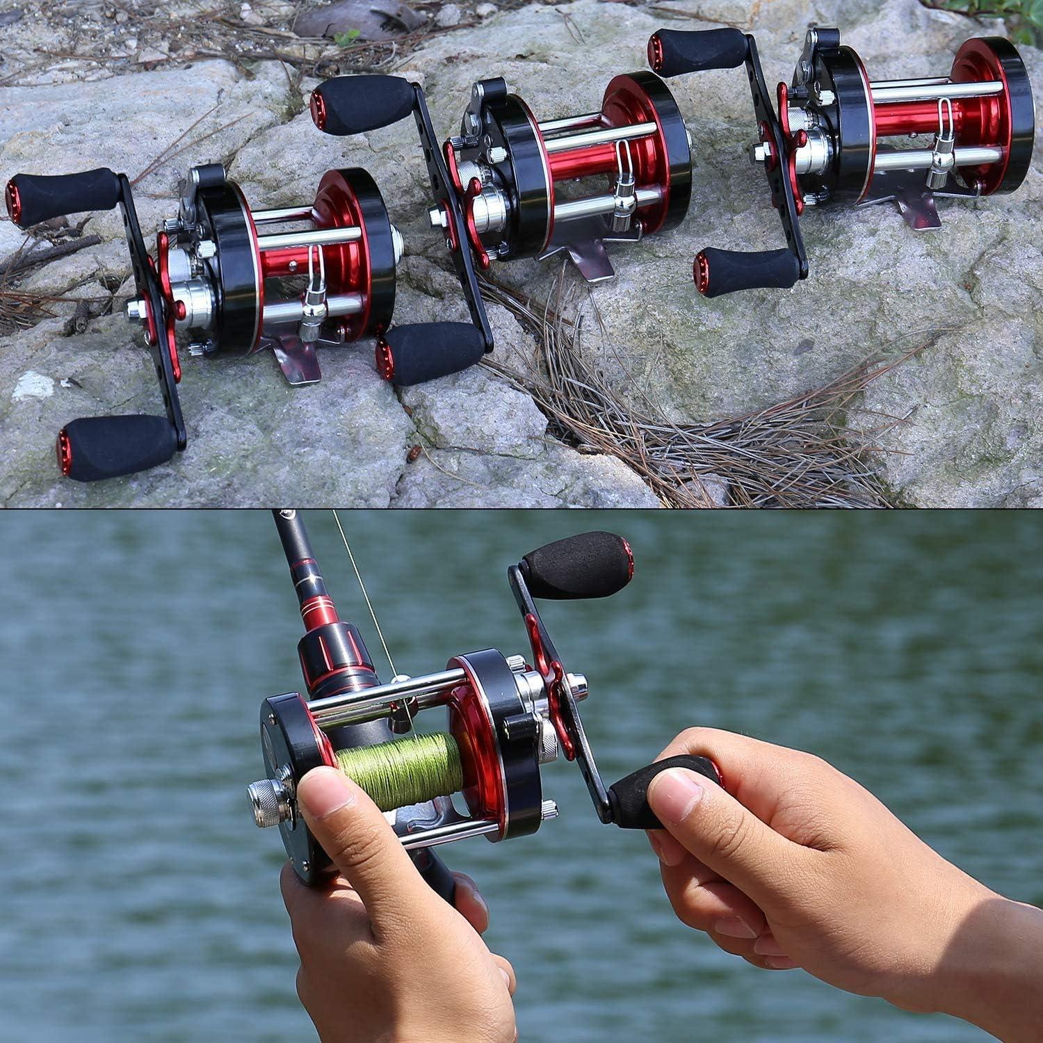 image:imageSougayilang Fishing Reels Round Baitcasting Reel Conventional Reel Reinforced Metal Body and Supreme Star DragRight HandRedBlack
