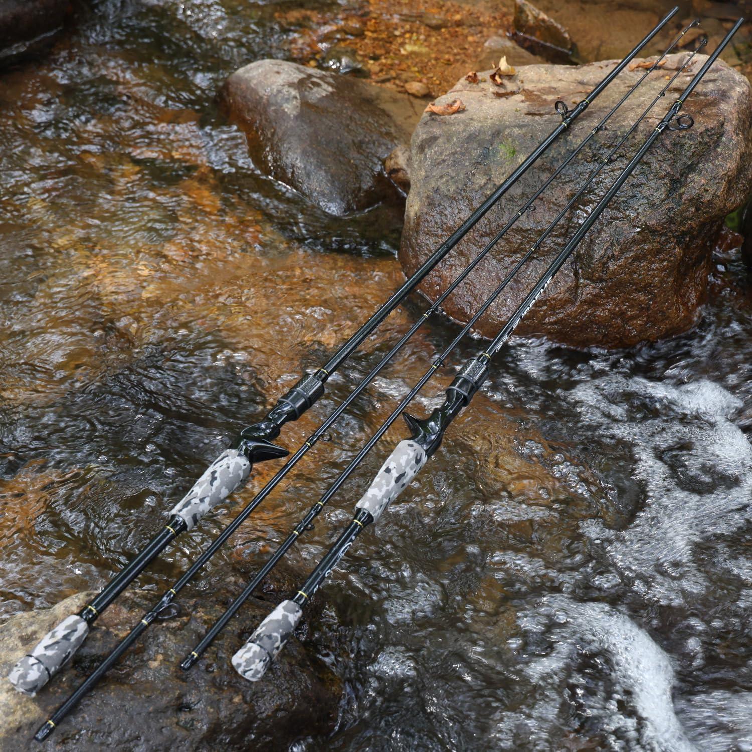 image:imageSougayilang Fishing Rod Medium 2Pc Graphite Composite Blank Spinning amp Casting Rod Camouflage EVA Grip Smooth Transition Fishing PoleGreyCasting