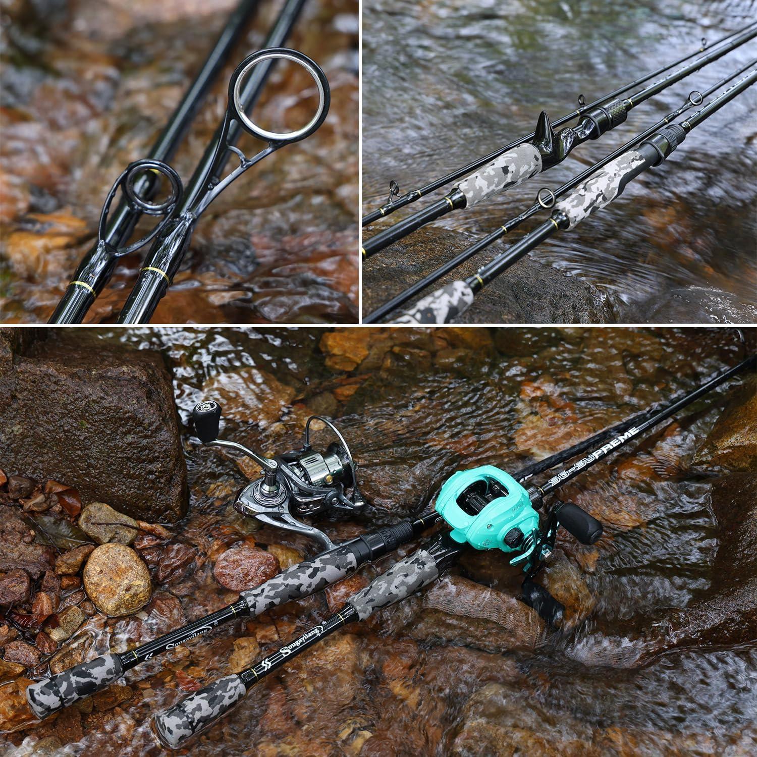 image:imageSougayilang Fishing Rod Medium 2Pc Graphite Composite Blank Spinning amp Casting Rod Camouflage EVA Grip Smooth Transition Fishing PoleGreySpinning