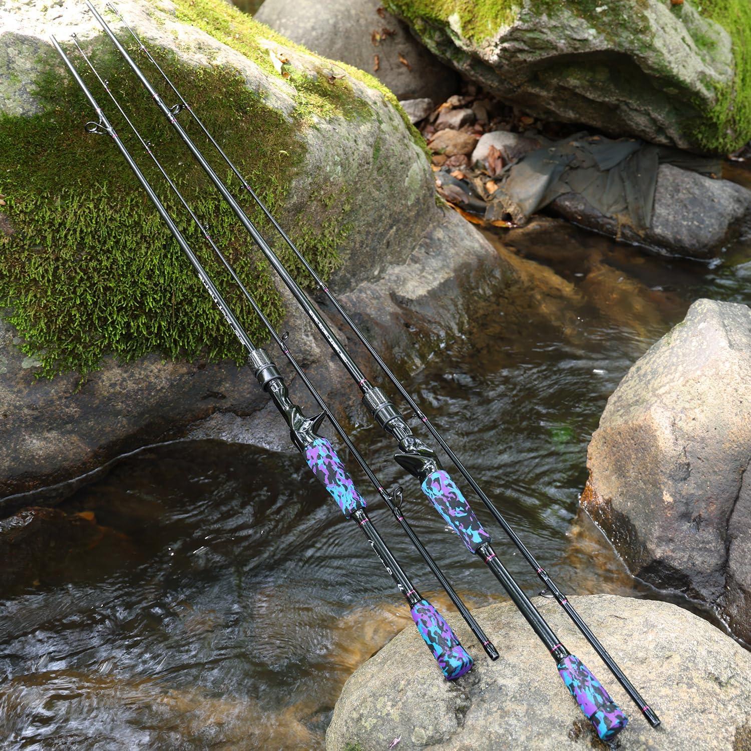 image:imageSougayilang Fishing Rod Medium 2Pc Graphite Composite Blank Spinning amp Casting Rod Camouflage EVA Grip Smooth Transition Fishing PolePurpleCasting