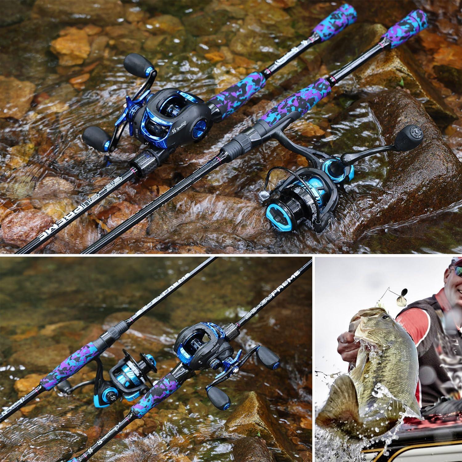 image:imageSougayilang Fishing Rod Medium 2Pc Graphite Composite Blank Spinning amp Casting Rod Camouflage EVA Grip Smooth Transition Fishing PolePurpleCasting
