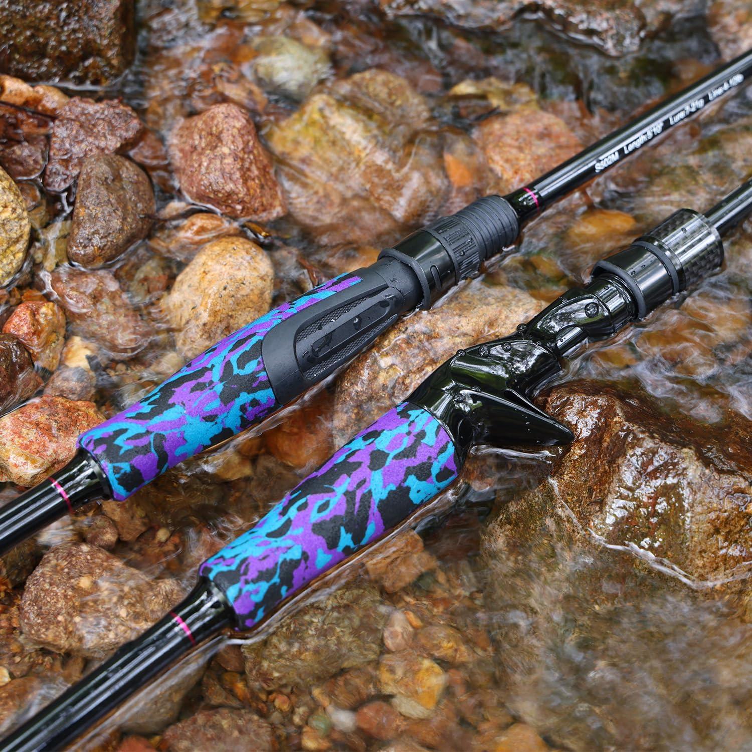image:imageSougayilang Fishing Rod Medium 2Pc Graphite Composite Blank Spinning amp Casting Rod Camouflage EVA Grip Smooth Transition Fishing PolePurpleSpinning