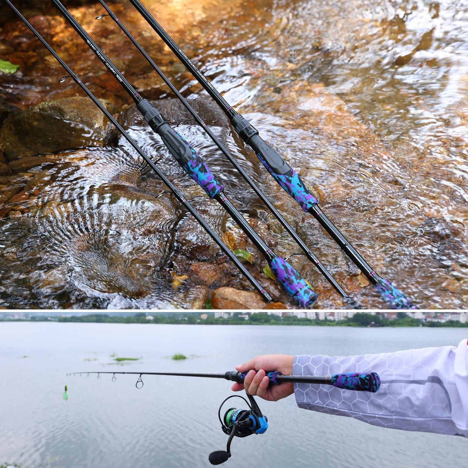 image:imageSougayilang Fishing Rod Medium 2Pc Graphite Composite Blank Spinning amp Casting Rod Camouflage EVA Grip Smooth Transition Fishing PolePurpleSpinning