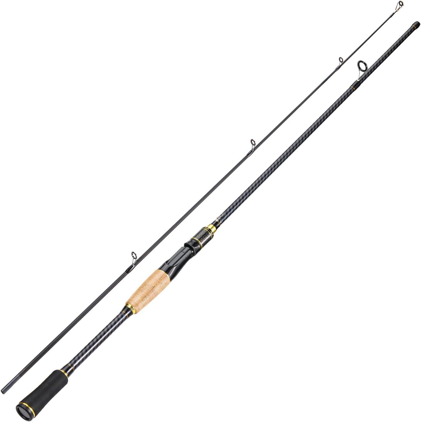 image:imageSougayilang Fishing Rod 24Ton CarbonampGlass Fiber Composite Spinning and Casting Rod 2 Piece for Bass Trout Crappie Travel Fishing 60Golden Spinning 60