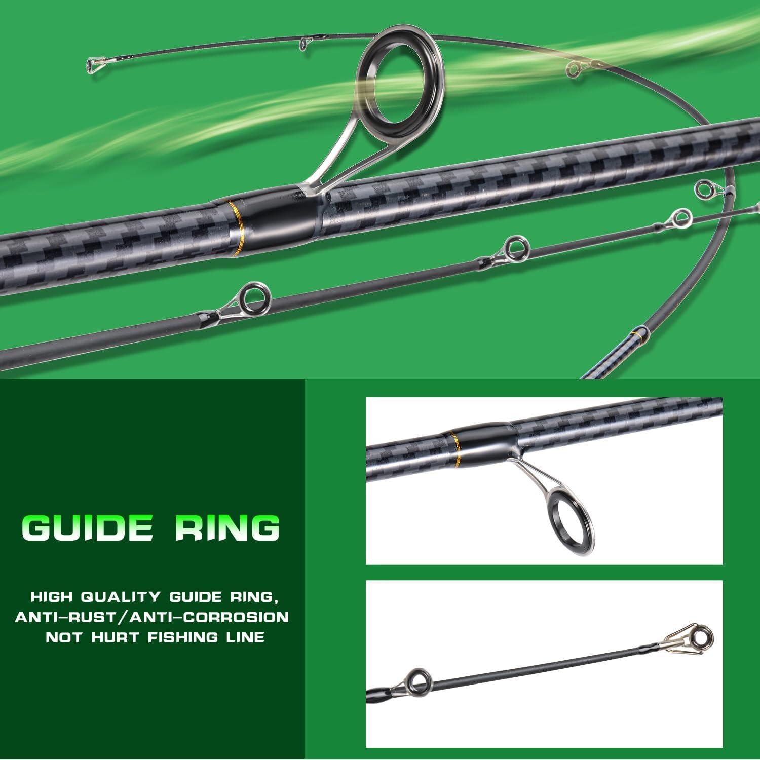 image:imageSougayilang Fishing Rod 24Ton CarbonampGlass Fiber Composite Spinning and Casting Rod 2 Piece for Bass Trout Crappie Travel Fishing 60Golden Spinning 60