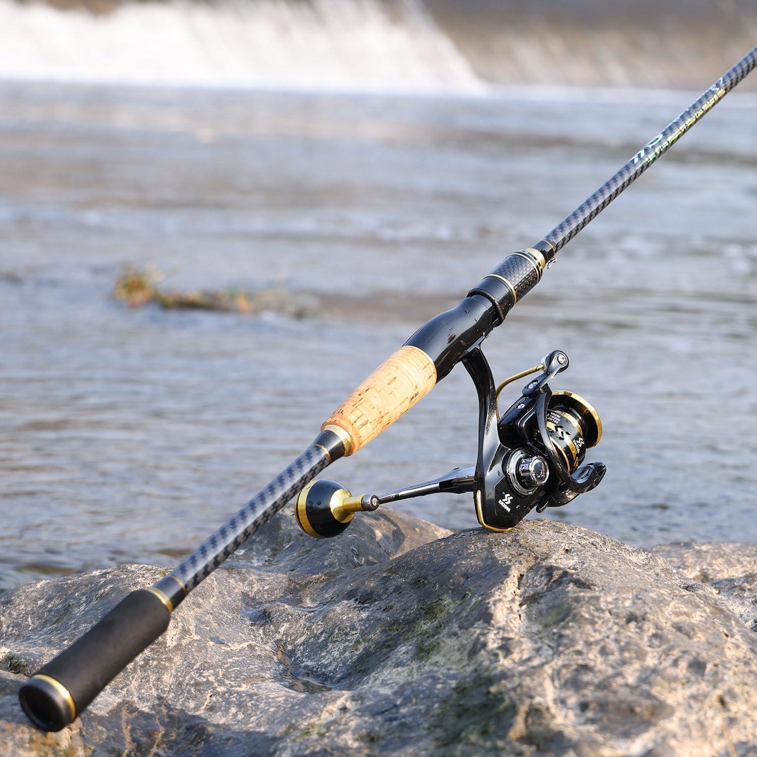 image:imageSougayilang Fishing Rod 24Ton CarbonampGlass Fiber Composite Spinning and Casting Rod 2 Piece for Bass Trout Crappie Travel Fishing 60Golden Spinning 60