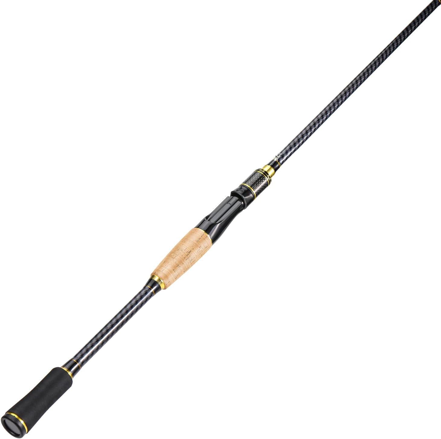 image:imageSougayilang Fishing Rod 24Ton CarbonampGlass Fiber Composite Spinning and Casting Rod 2 Piece for Bass Trout Crappie Travel Fishing 60Golden Spinning 60