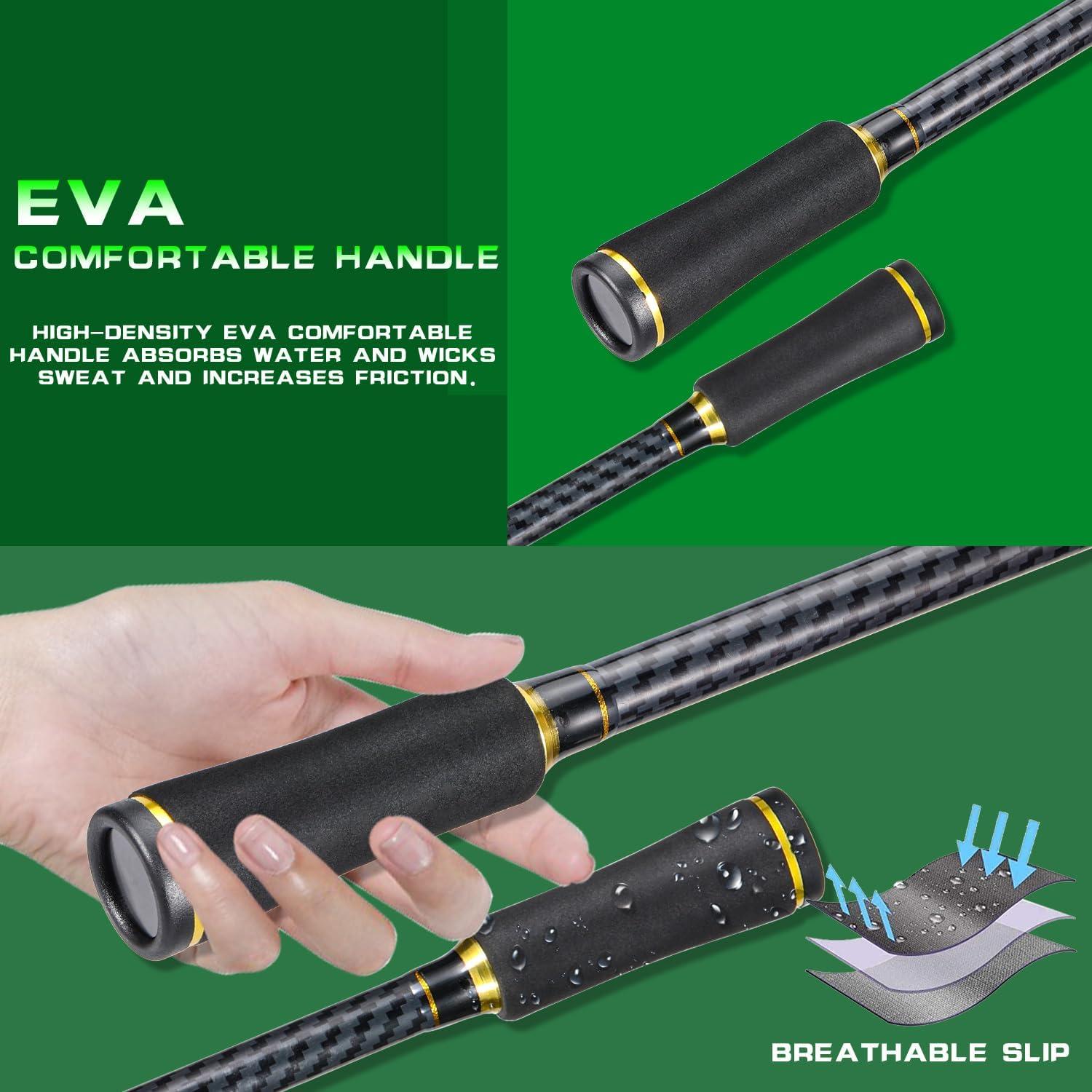 image:imageSougayilang Fishing Rod 24Ton CarbonampGlass Fiber Composite Spinning and Casting Rod 2 Piece for Bass Trout Crappie Travel Fishing 60Golden Spinning 60